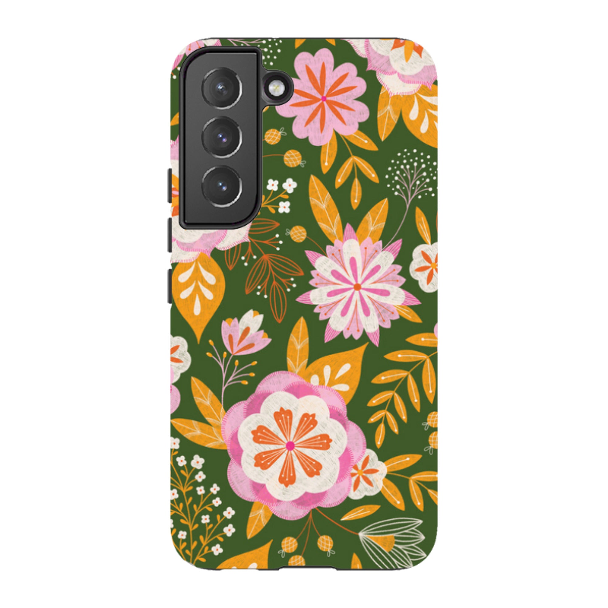 Samsung Tough Case - Big Bold Blooms Green By Jenny Zemanek