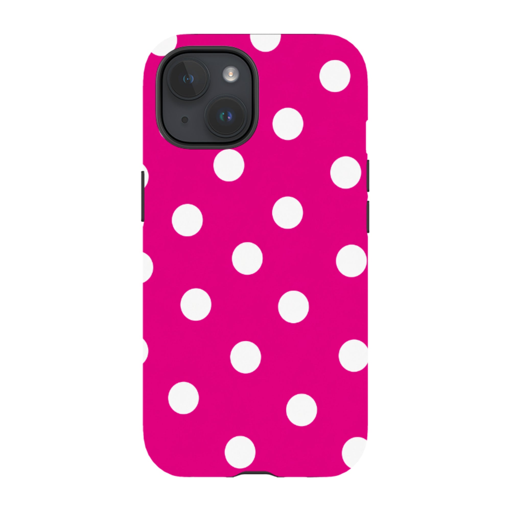 iPhone Tough Case - Hot Pink & White Polka Dot