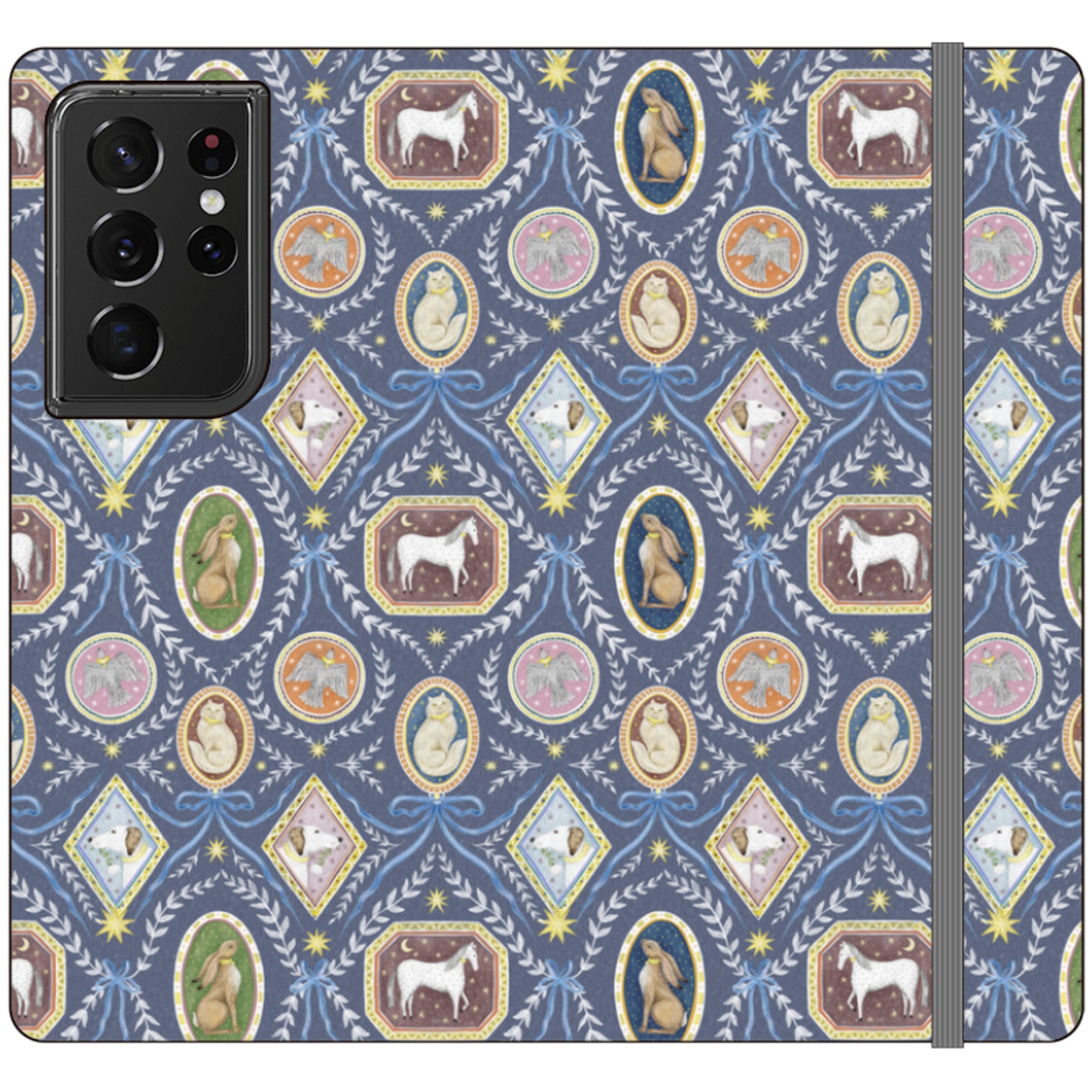 Charleston Dusk Blue Wallet Case By Catherine Rowe