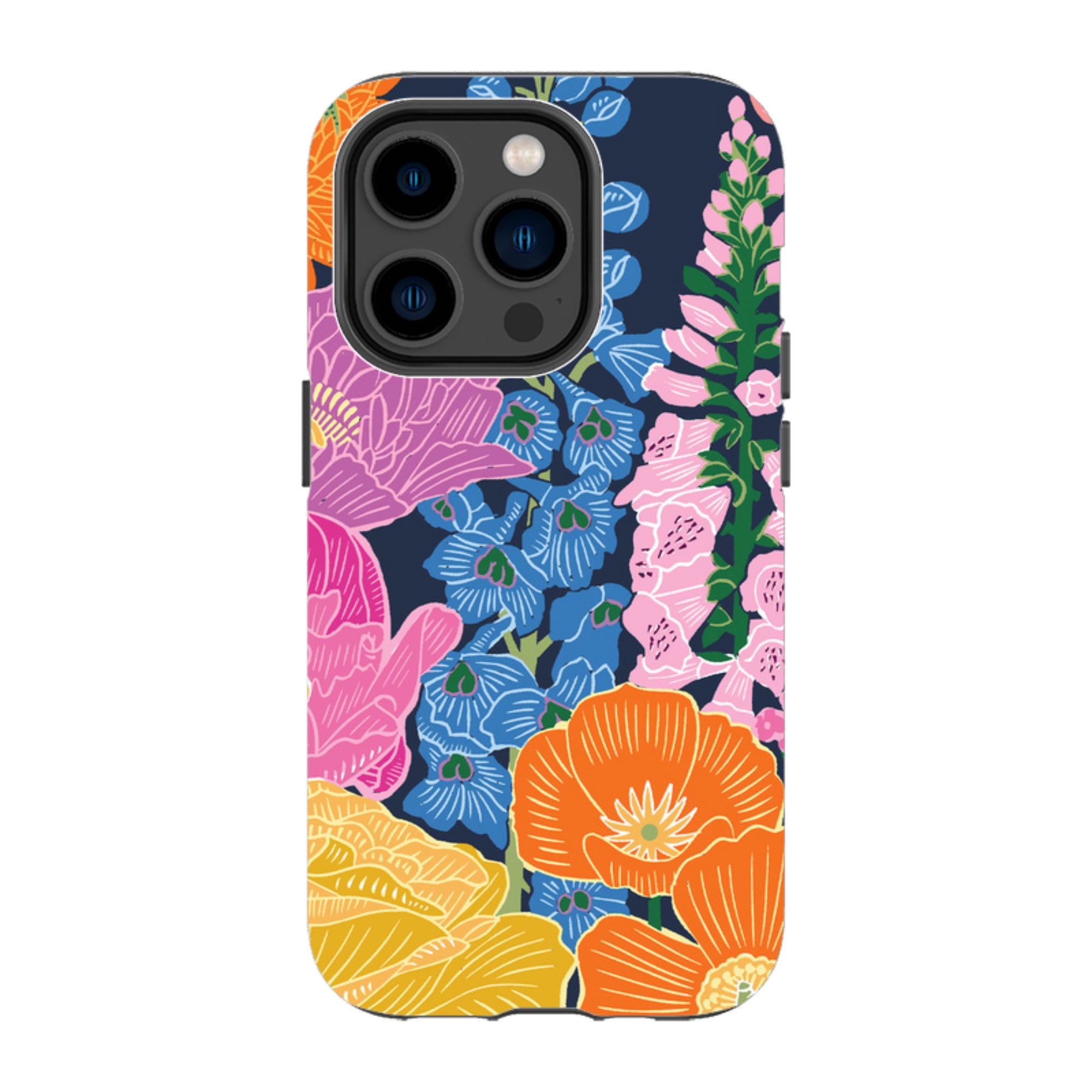iPhone Tough Case - Flower Garden Navy By kate Heiss