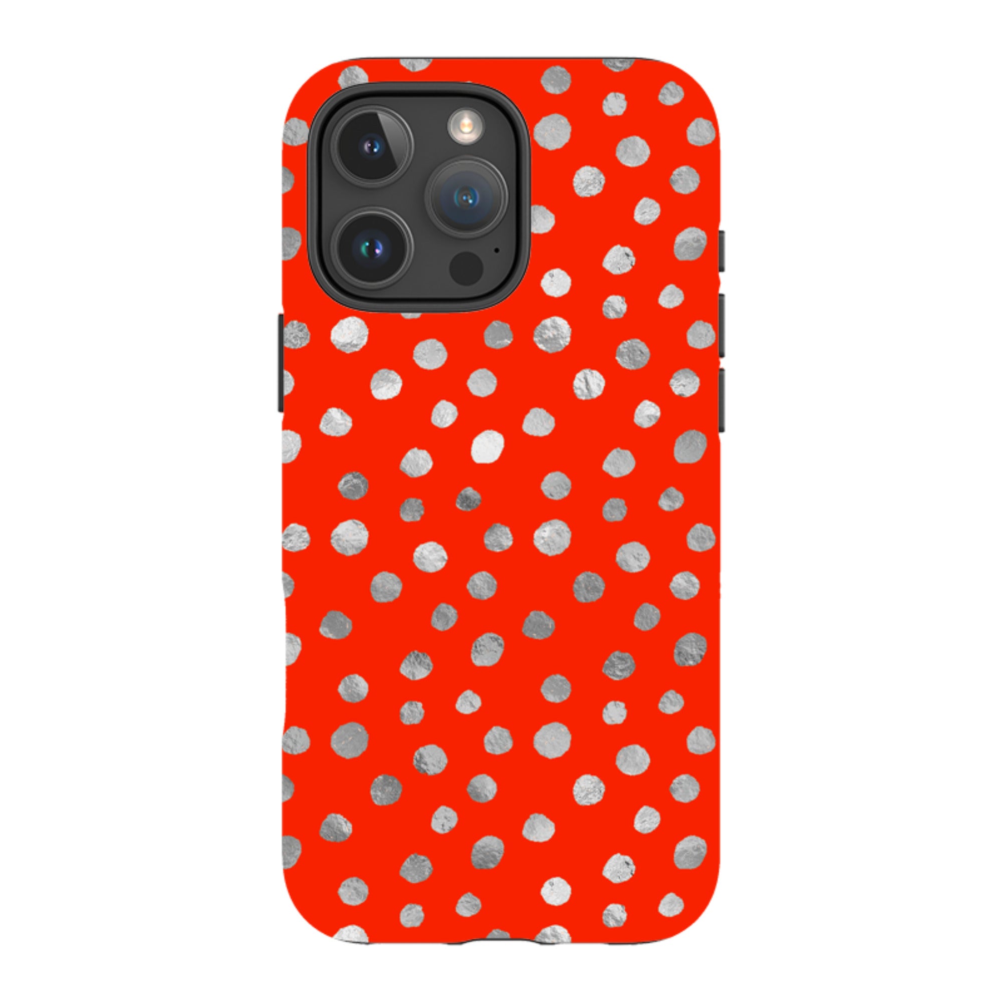 iPhone Tough Case - Red and Silver Dots