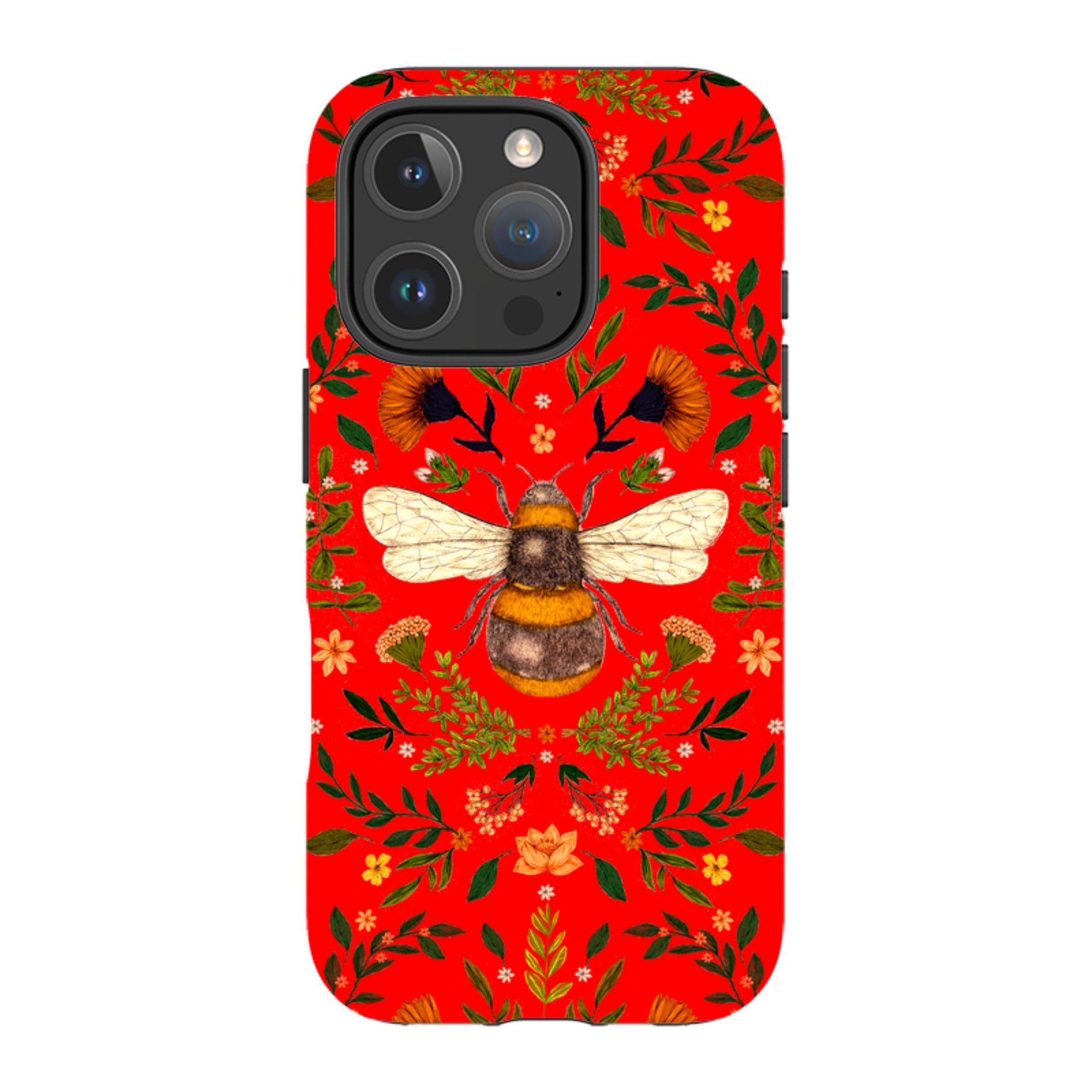 iPhone MagSafe Tough Case -  Botanical Bee Red By Jade Mosinski