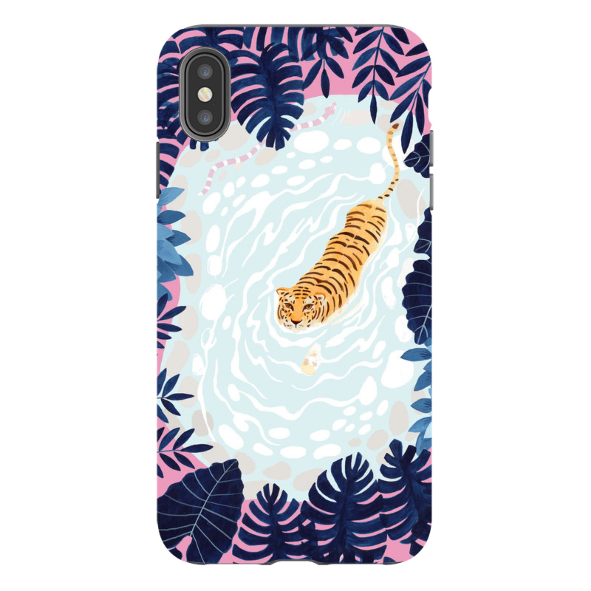 iPhone Tough Case - Swimming Tiger By Bex Parkin