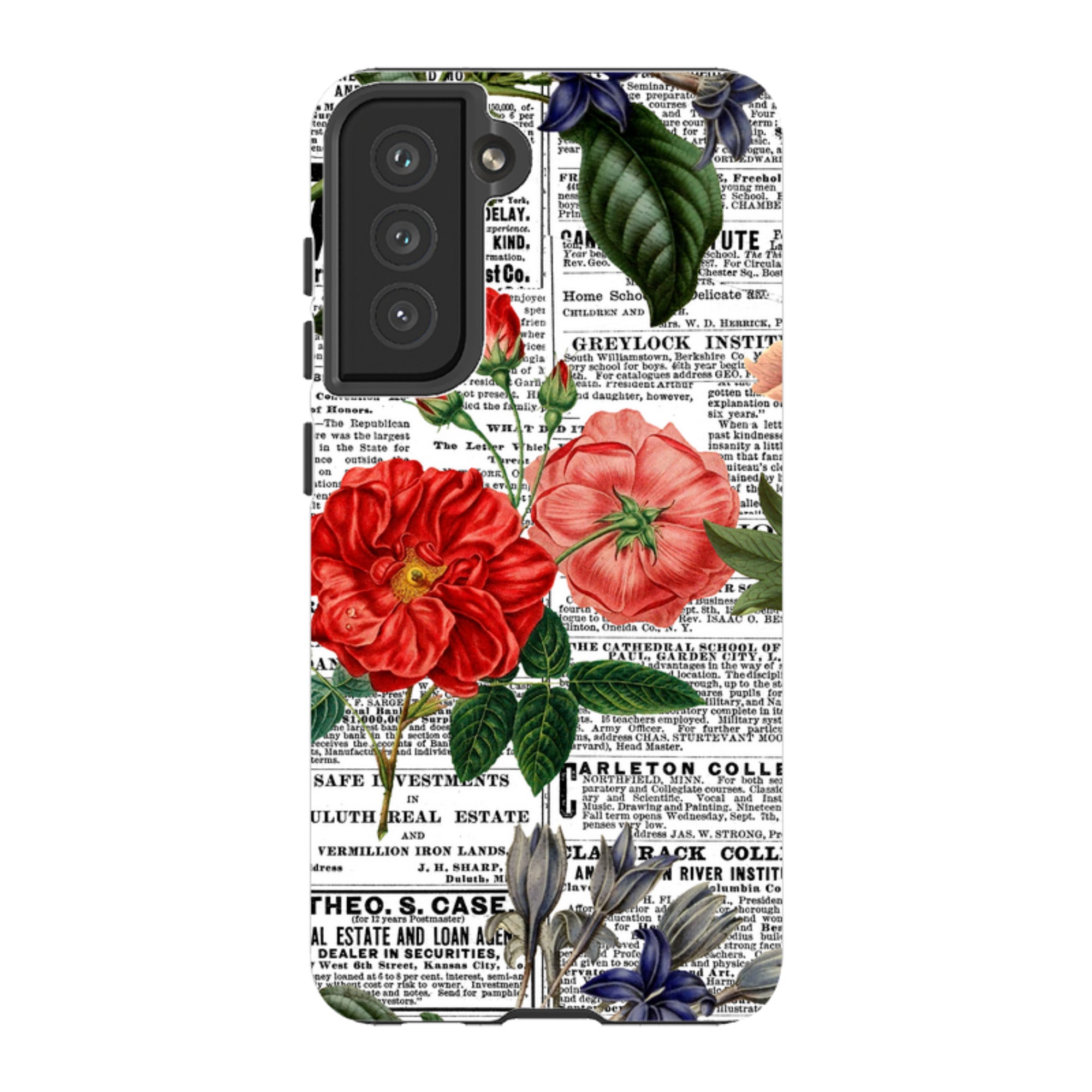 Samsung Tough Case - Floral Newsprint