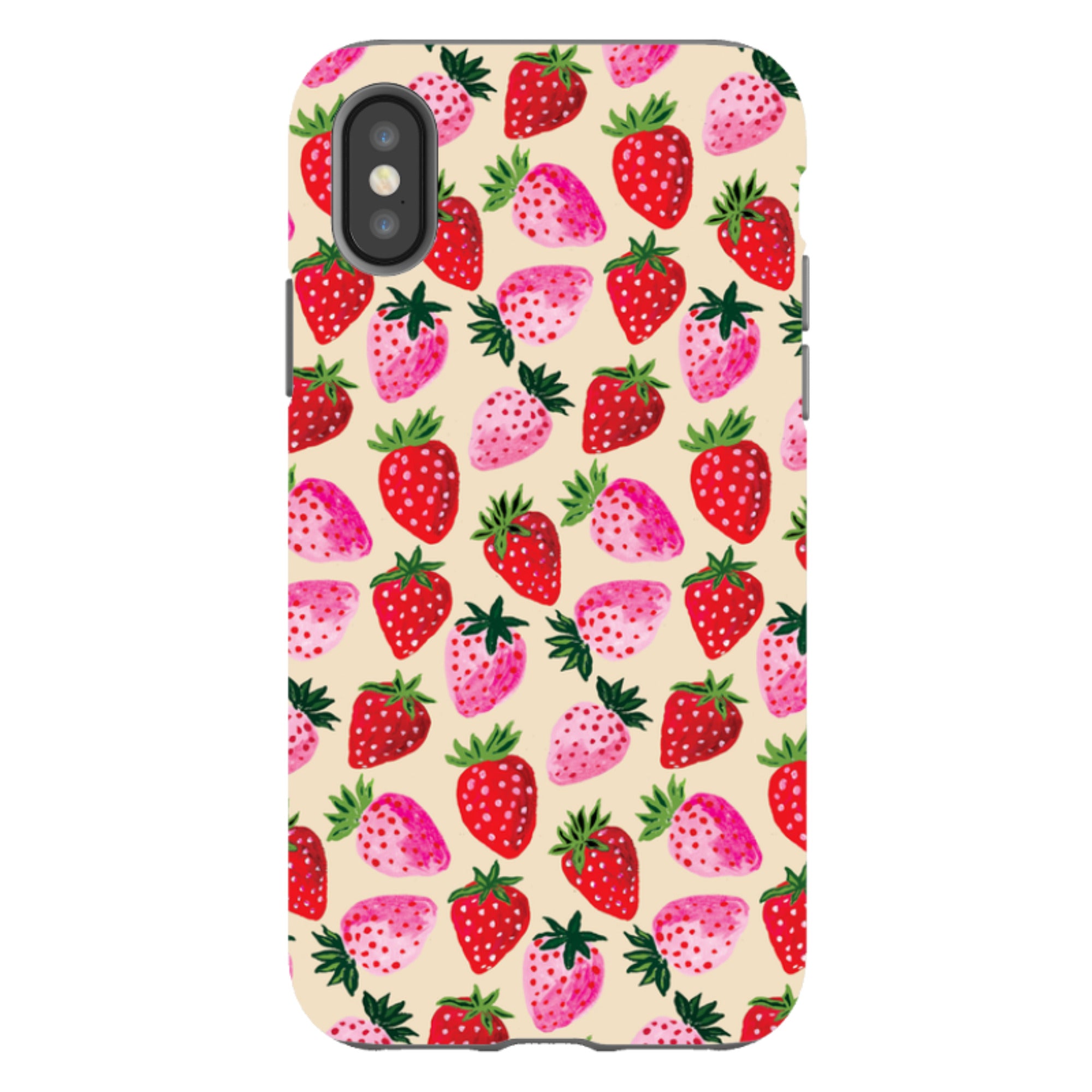 iPhone Tough Case - Strawberry Scatter Cream By Emma Frances Grant
