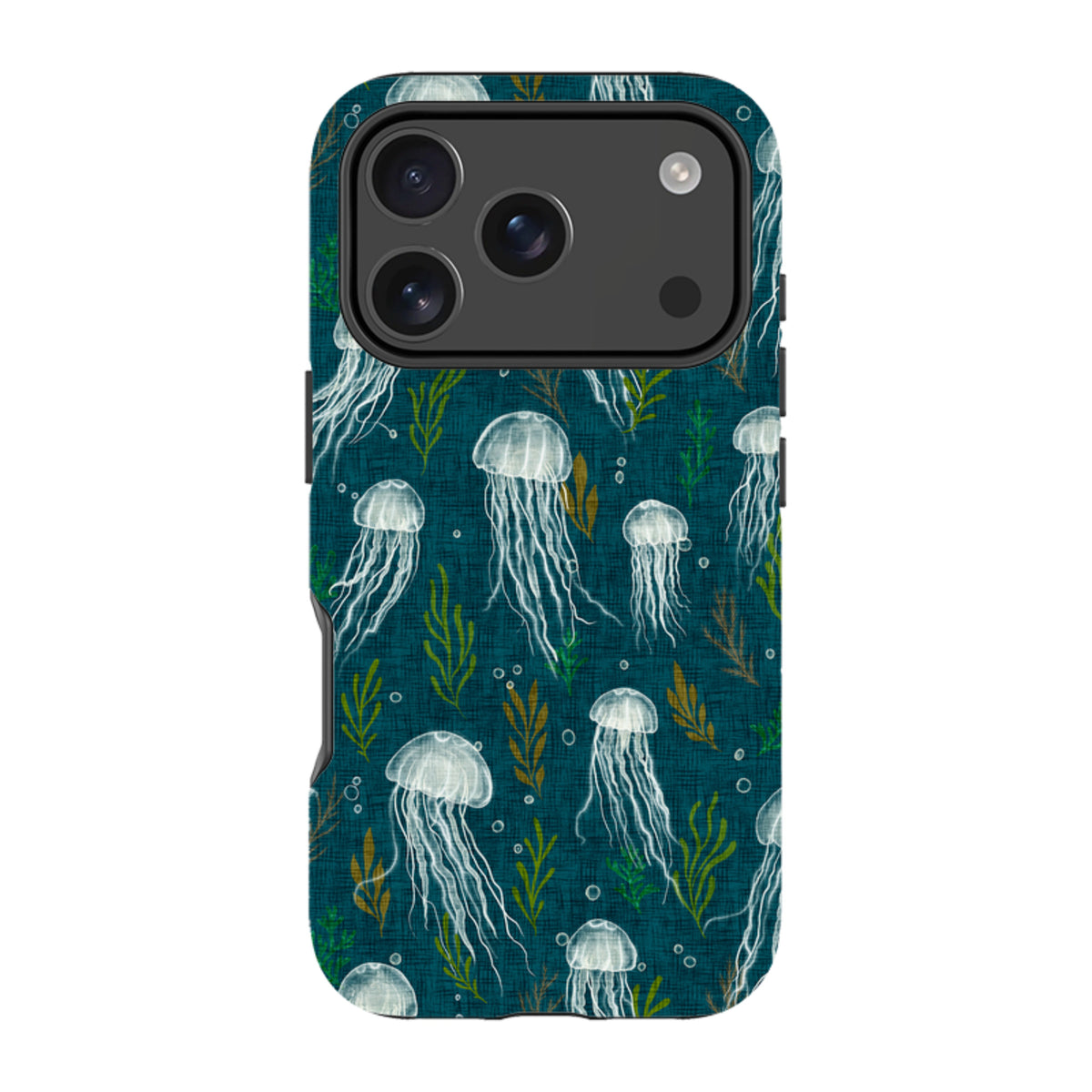iPhone Tough Case - Jellyfish and seaweed - blue By Katherine Quinn