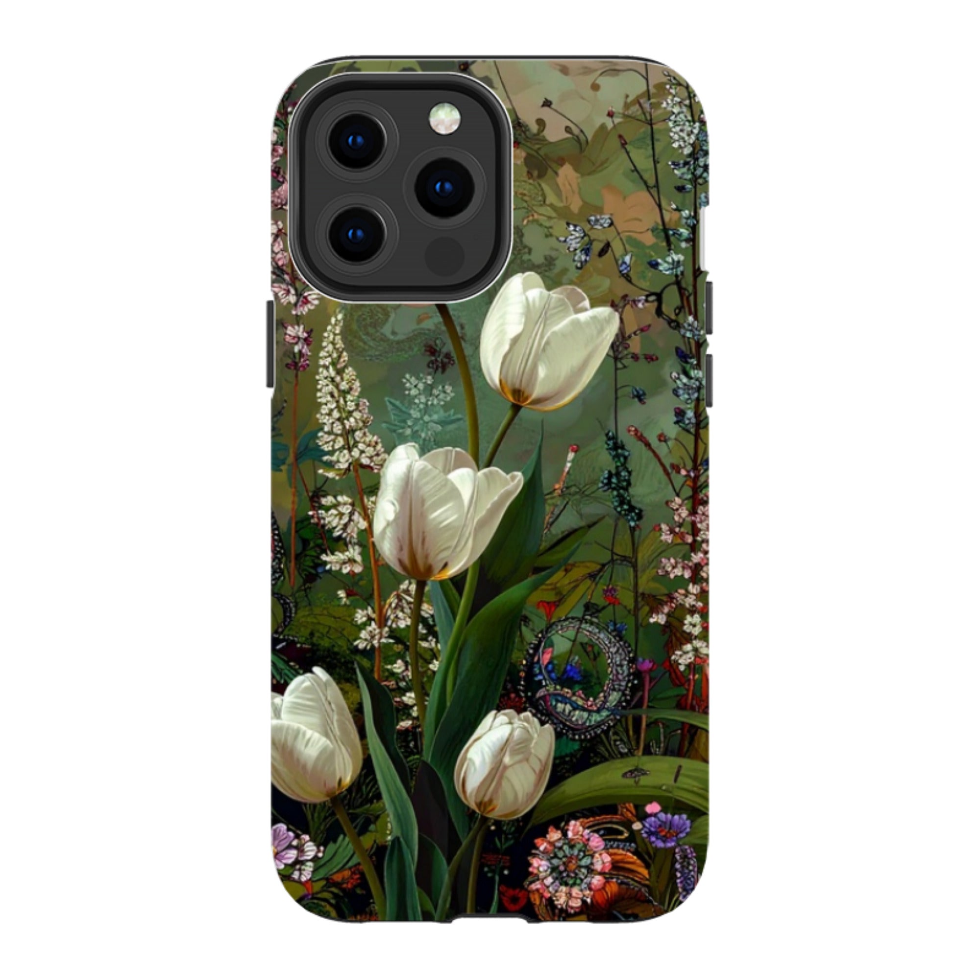 iPhone Tough Case - Green Vyne White Tulips