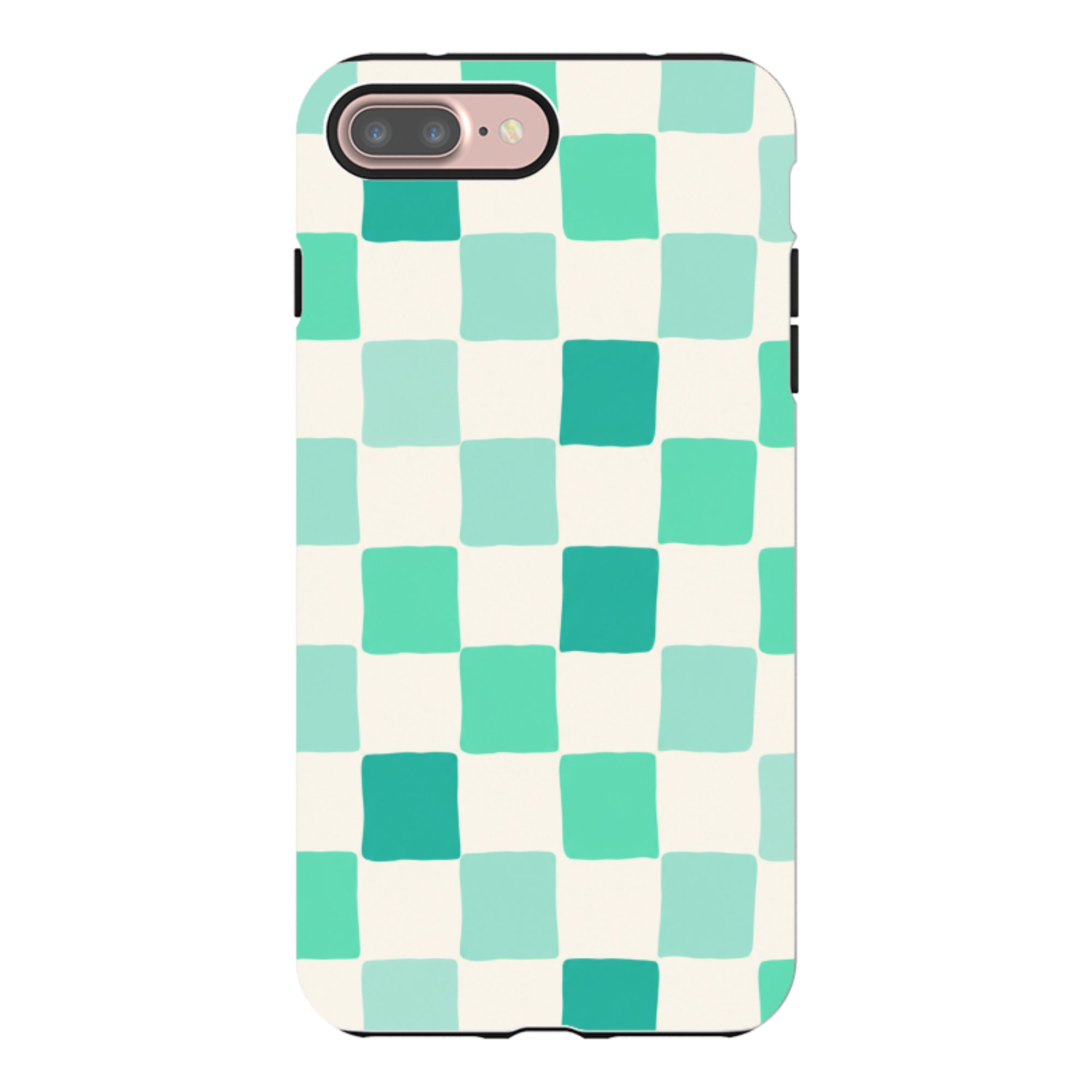 iPhone Tough Case - Mint Green Checkerboard