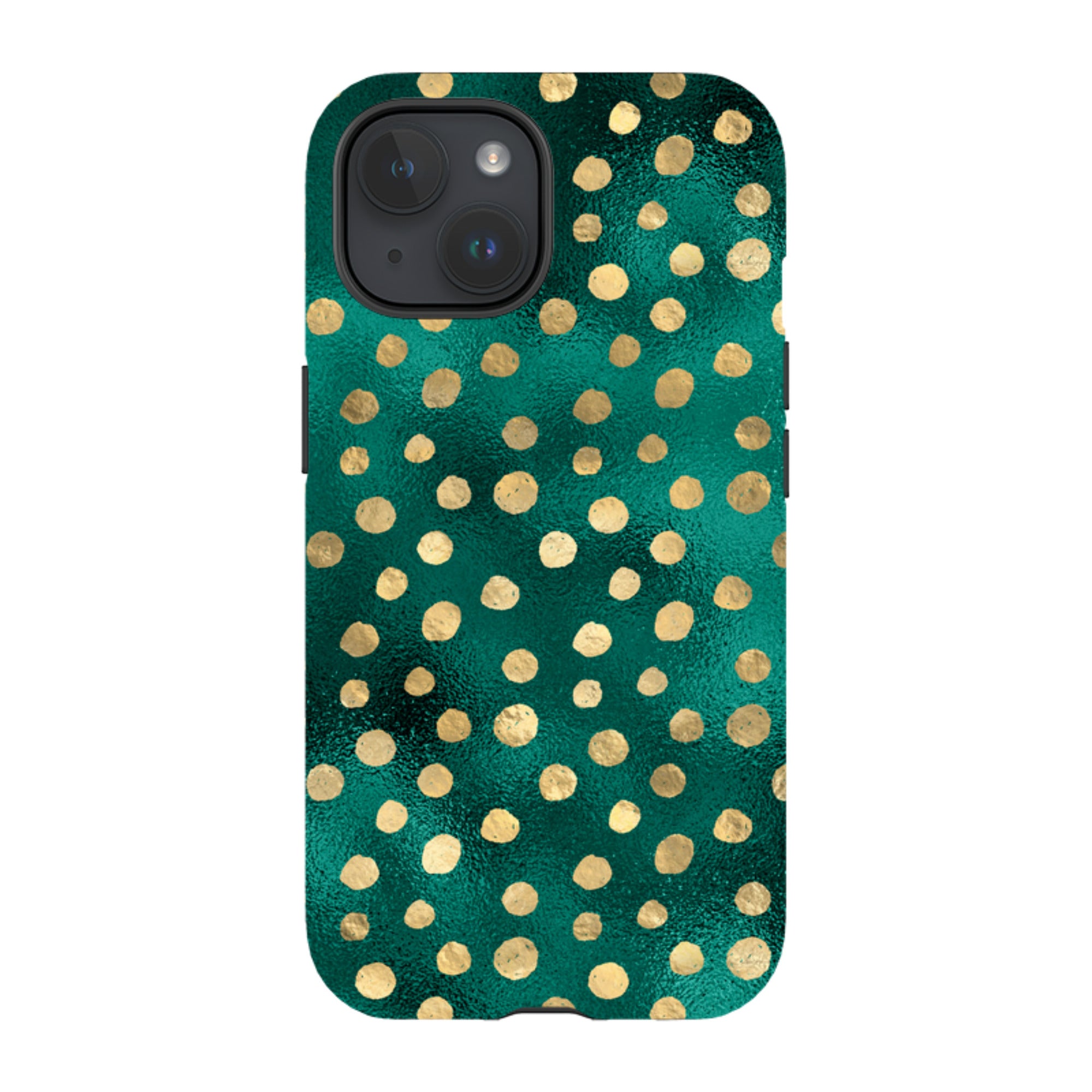 iPhone Tough Case - Forest and Gold Dots