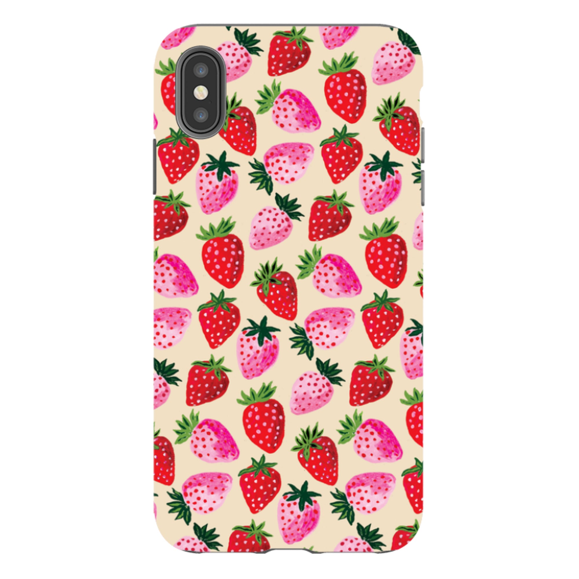 iPhone Tough Case - Strawberry Scatter Cream By Emma Frances Grant