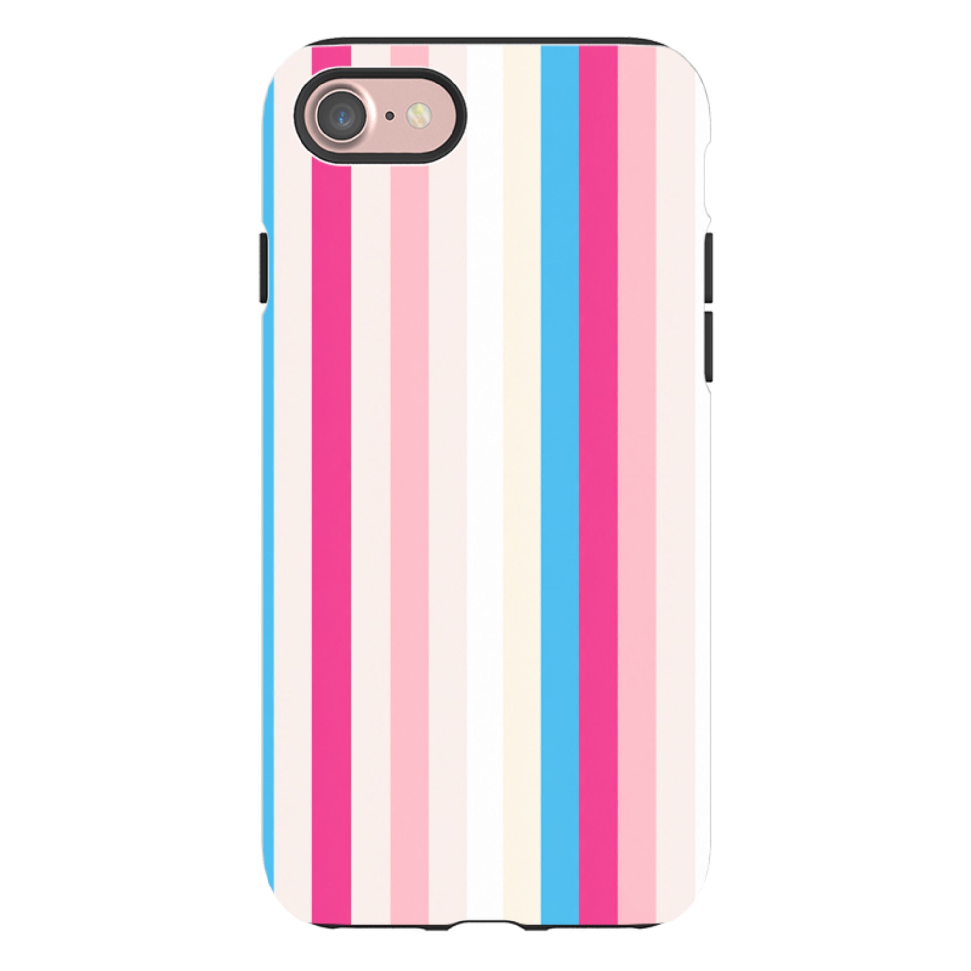 iPhone Tough Case - Pink, Blue & Cream Stripe