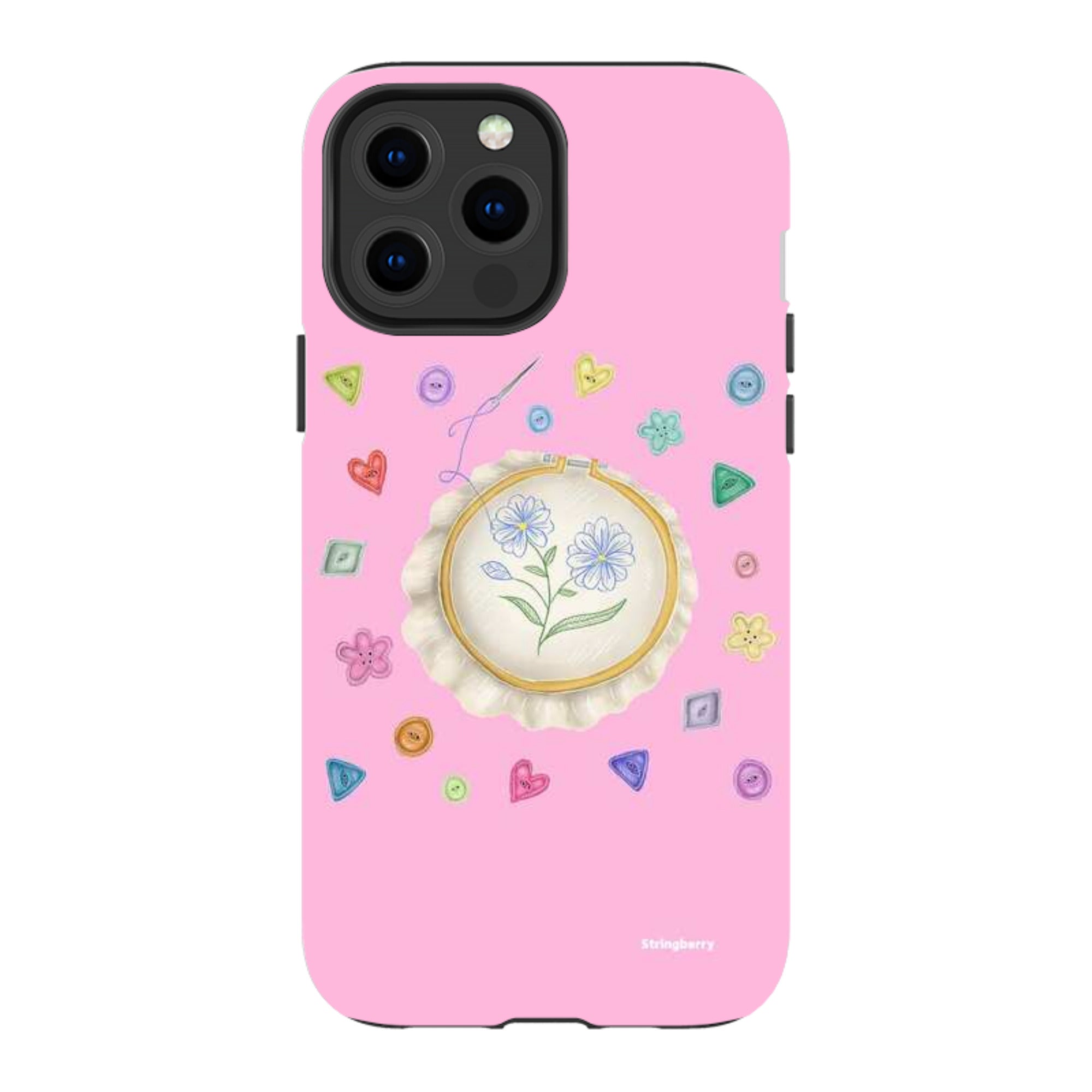 iPhone Tough Case - Flower Buttons Needlework By Catherine Rowe