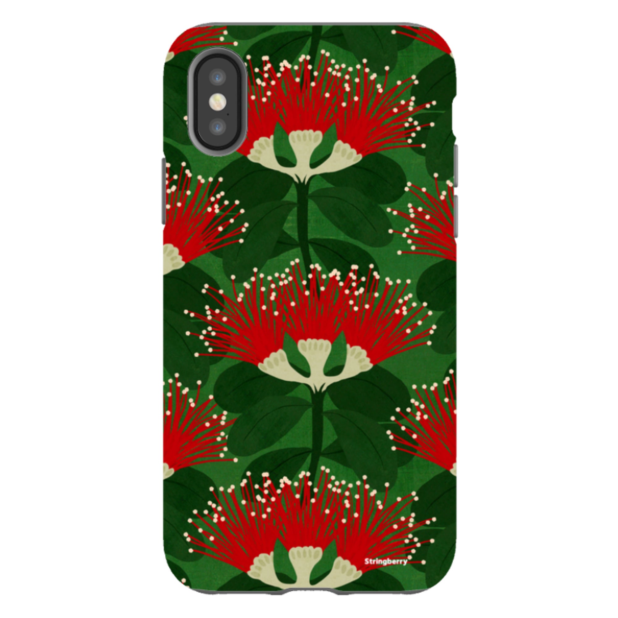 iPhone Tough Case - Pohutukawa Green And Red By Katherine Quinn