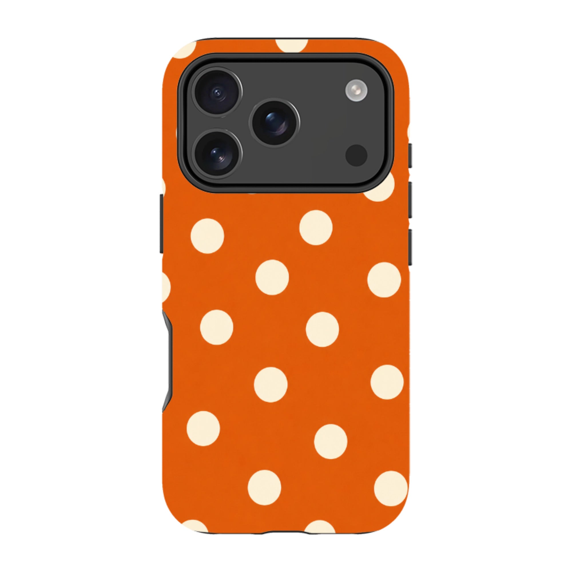iPhone MagSafe Tough Case - Orange & Cream Polka Dot