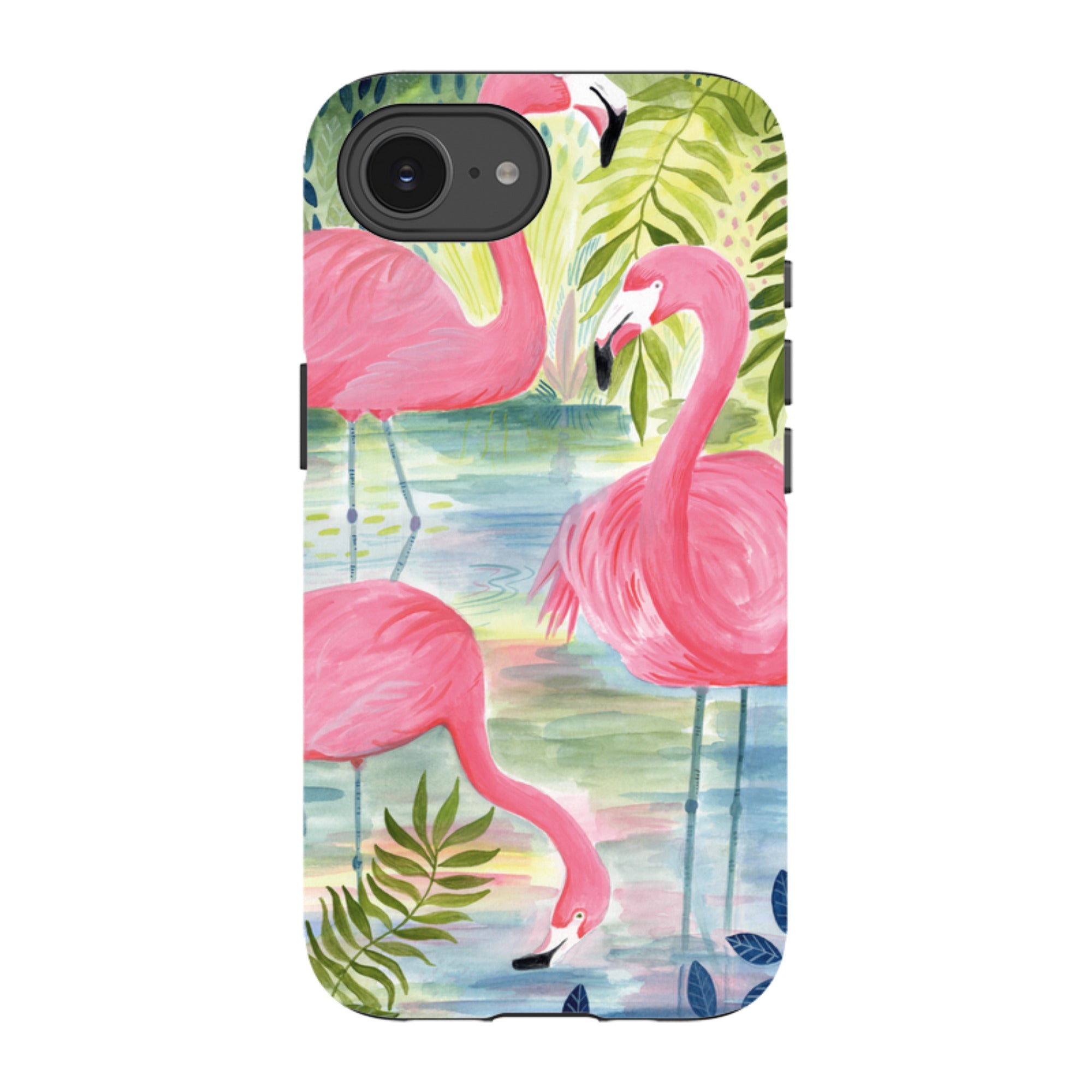 iPhone Tough Case - Three Flamingo By Bex Parkin