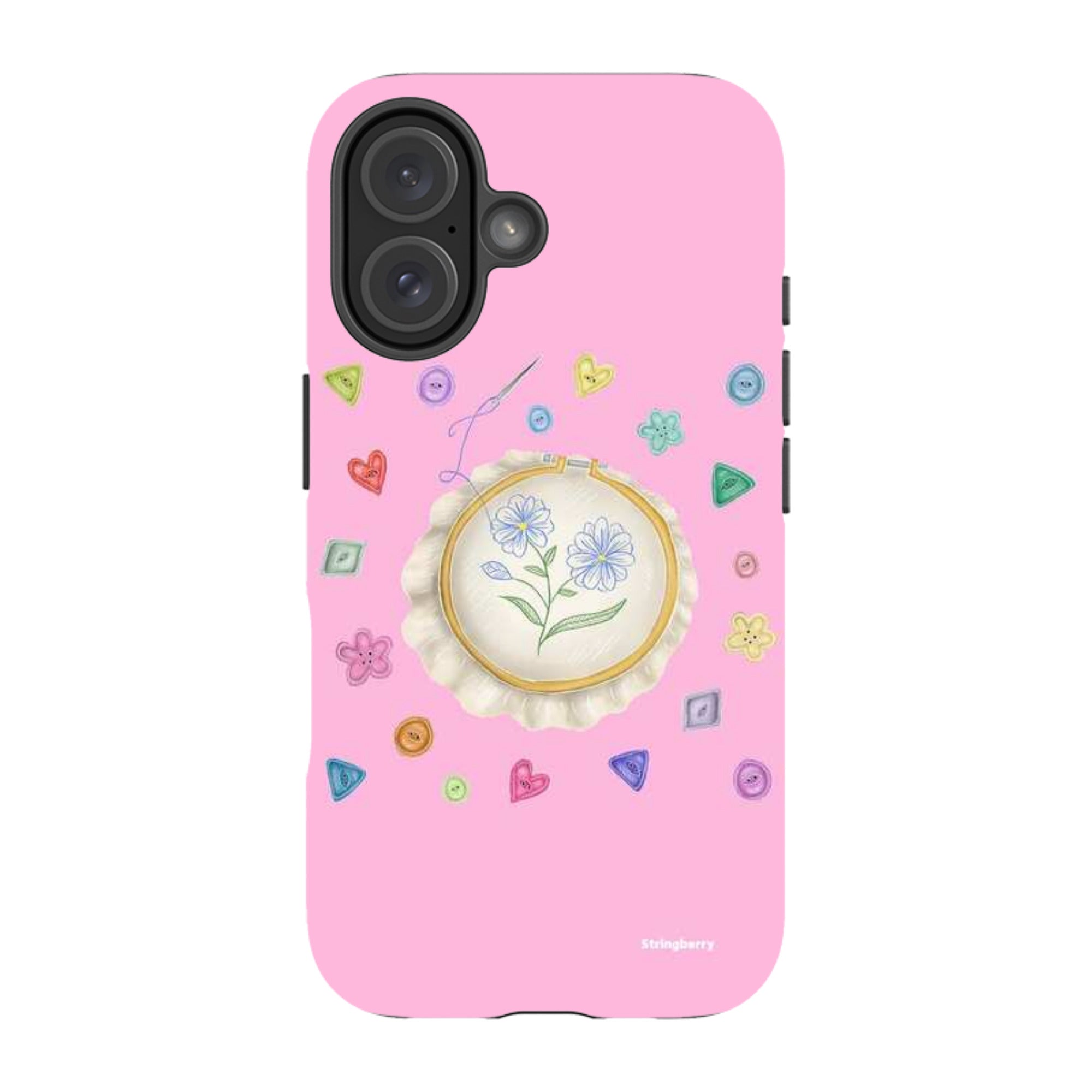iPhone Tough Case - Flower Buttons Needlework By Catherine Rowe