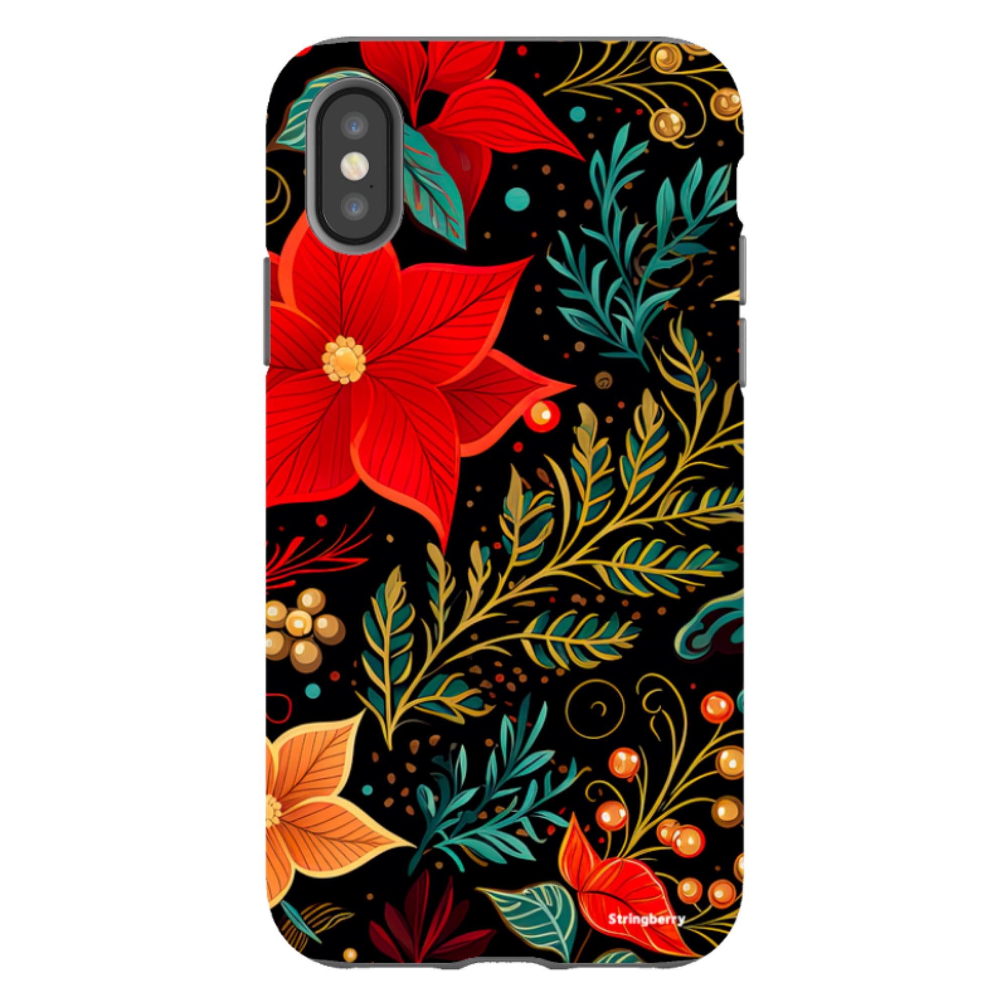 iPhone Tough Case - Red Winter Floral II
