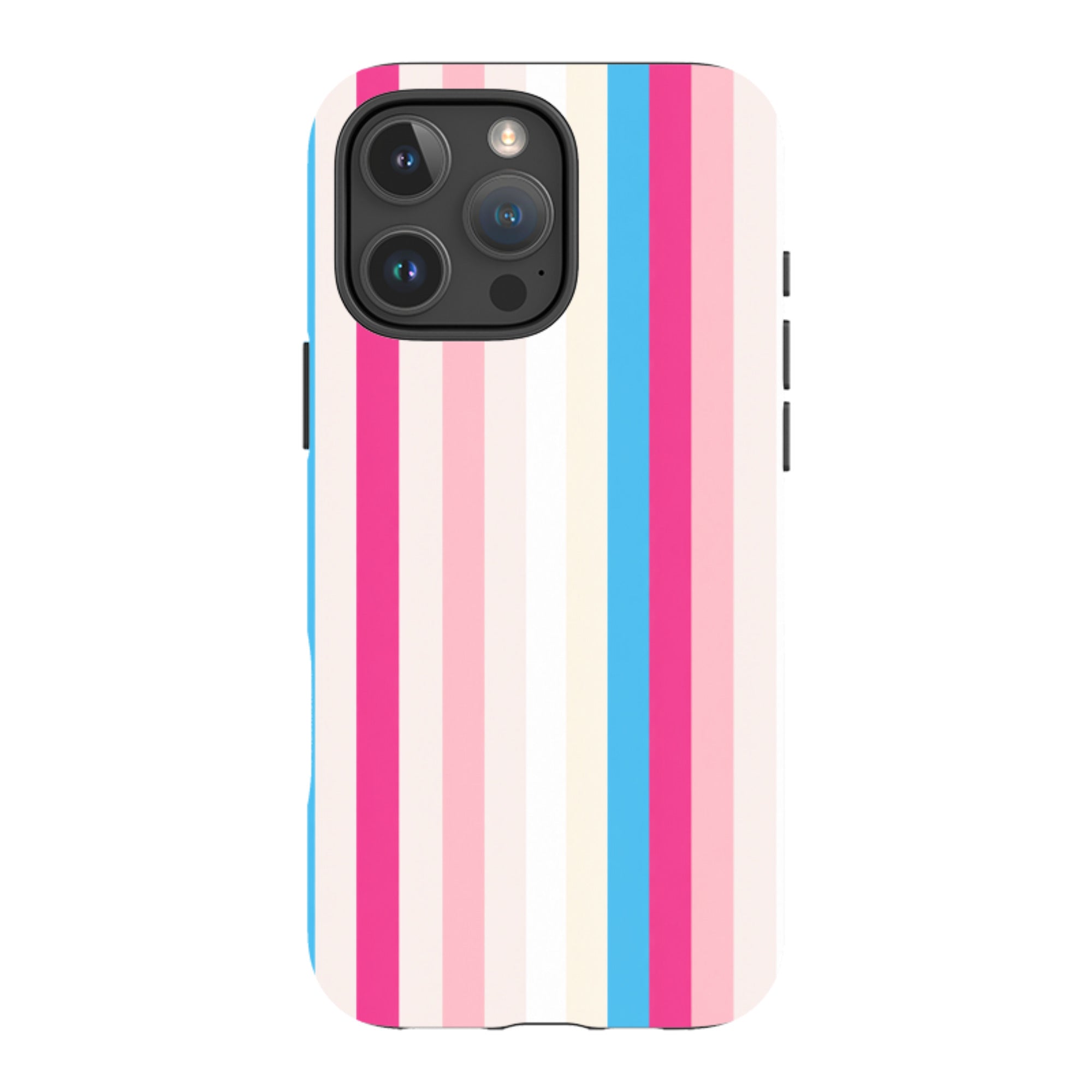 iPhone Tough Case - Pink, Blue & Cream Stripe