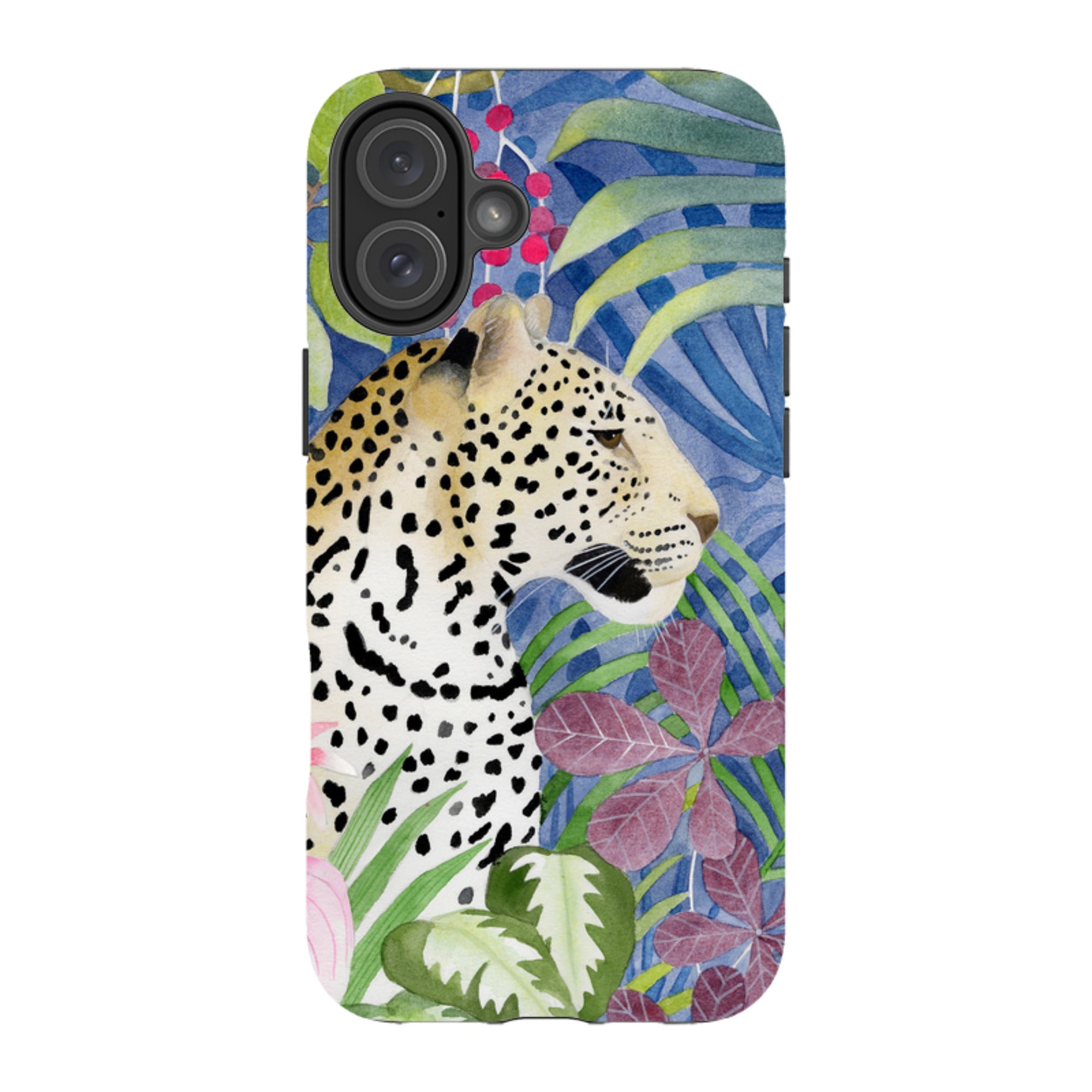 iPhone Tough Case - Blue Jungle Leopard By Bex Parkin