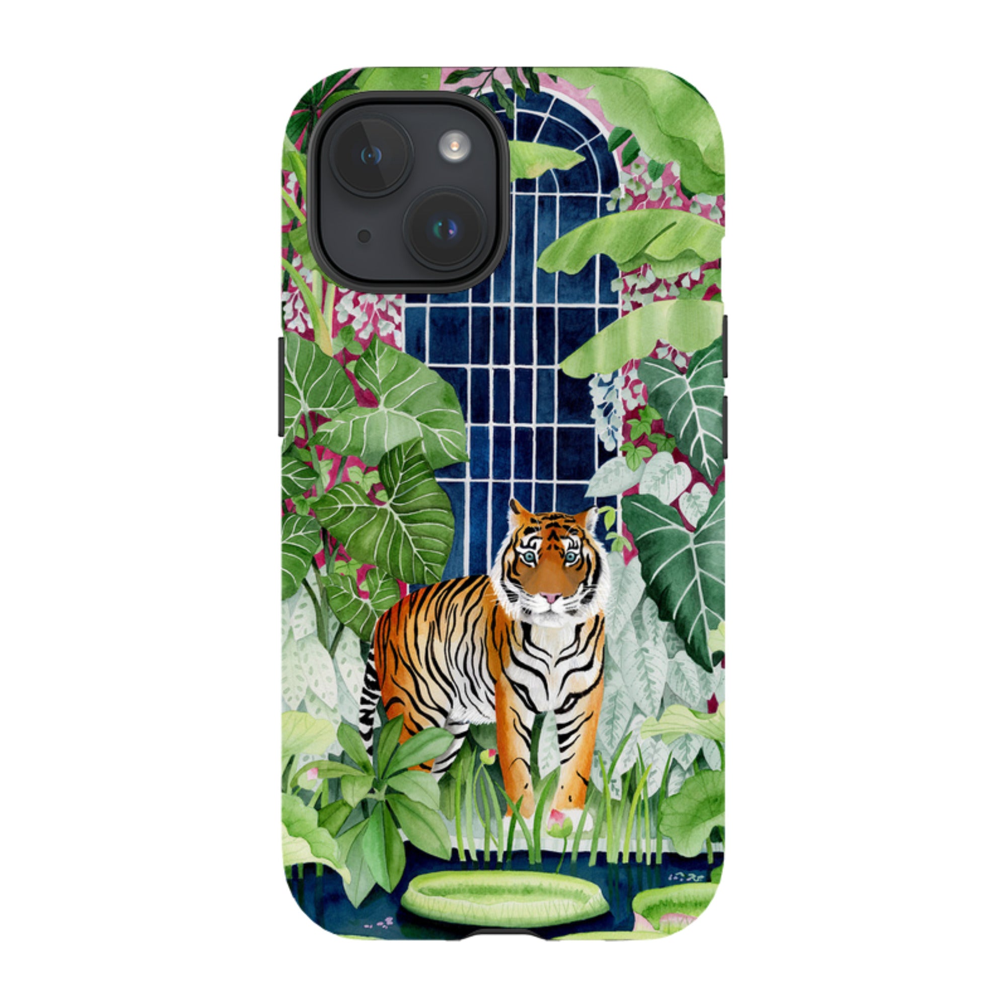 iPhone Tough Case - Green House Tiger By Bex Parkin