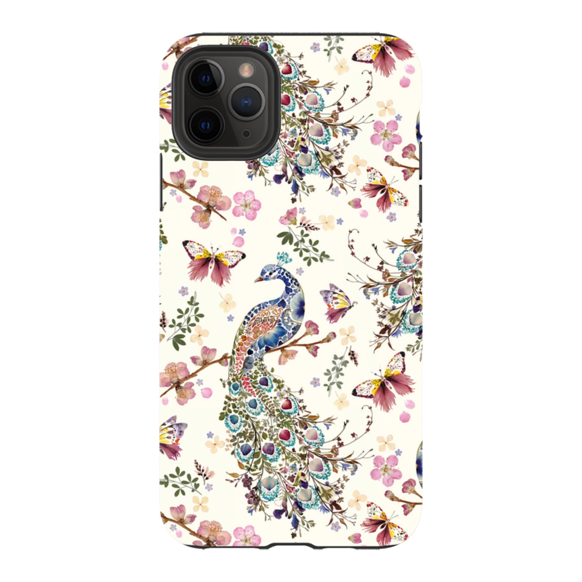 iPhone Tough Case - Peacock and Cherry Blossoms By Helen Ahpornsiri