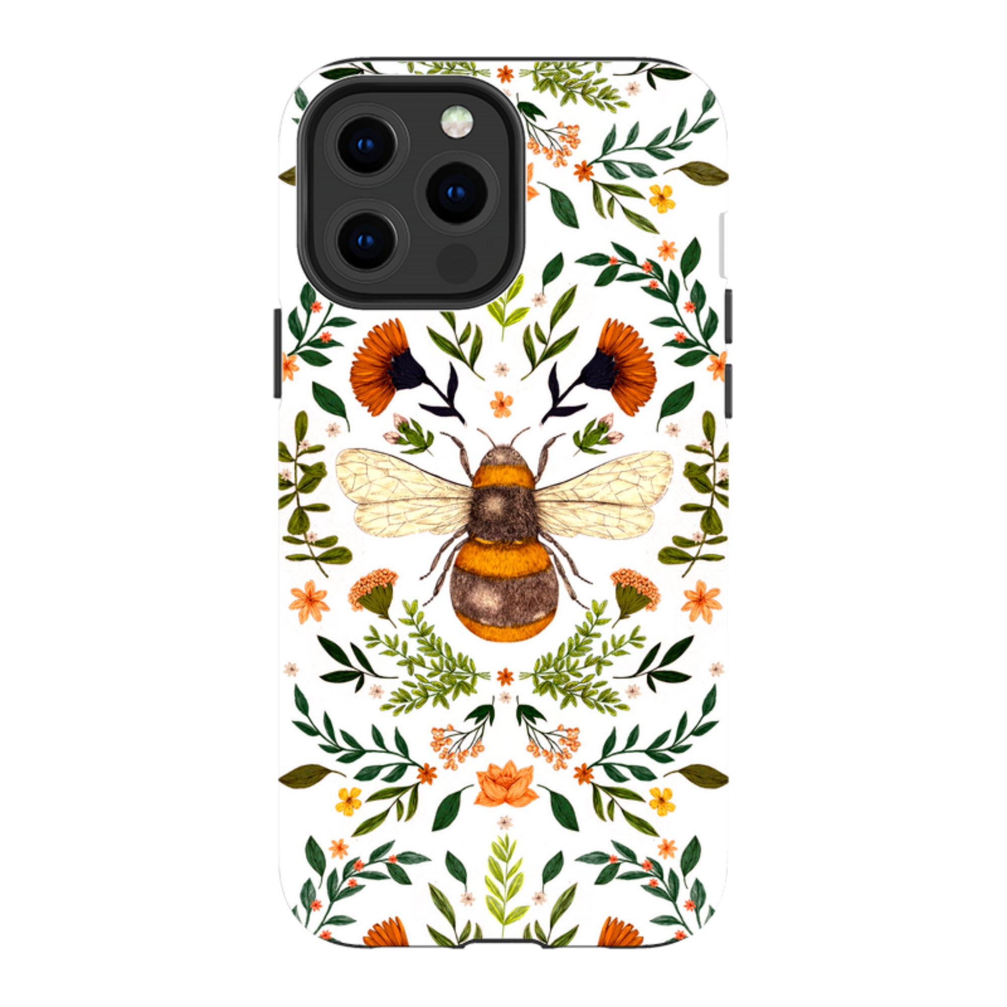 iPhone MagSafe Tough Case -  Botanical Bee White By Jade Mosinski