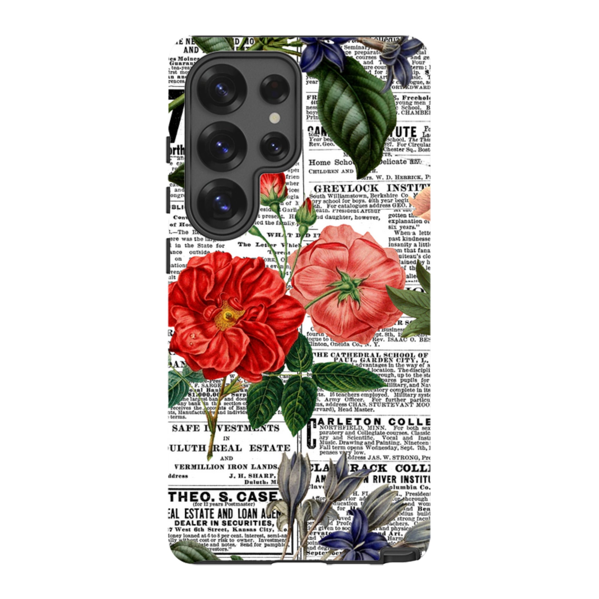 Samsung Tough Case - Floral Newsprint