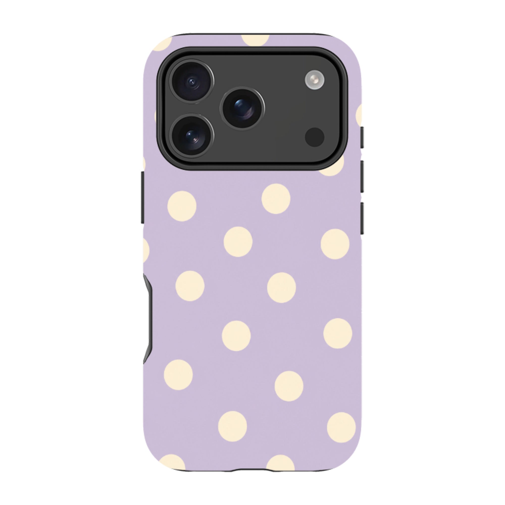 iPhone MagSafe Tough Case - Pastel Purple & Cream Polka Dot