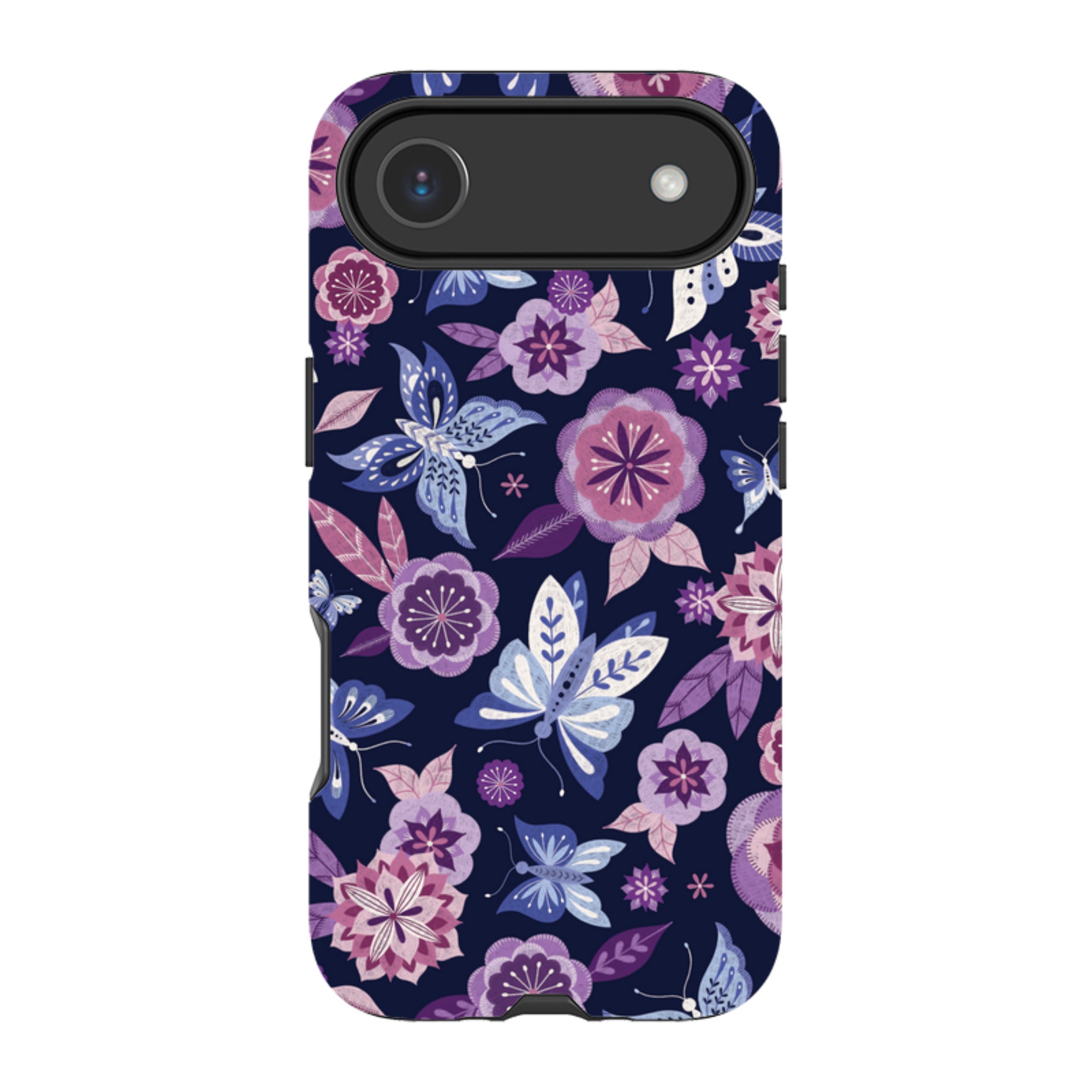 iPhone MagSafe Tough Case -  Butterfly Blooms Navy By Jenny Zemanek