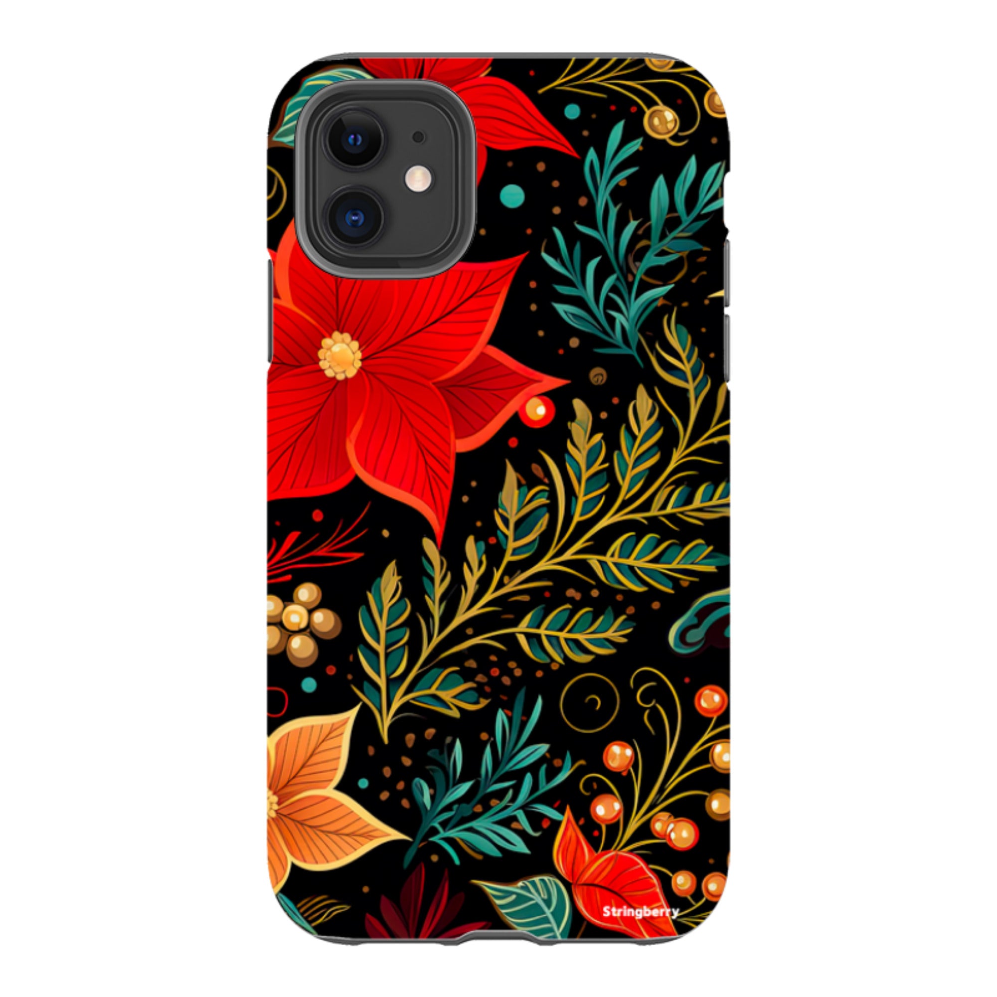 iPhone Tough Case - Red Winter Floral II