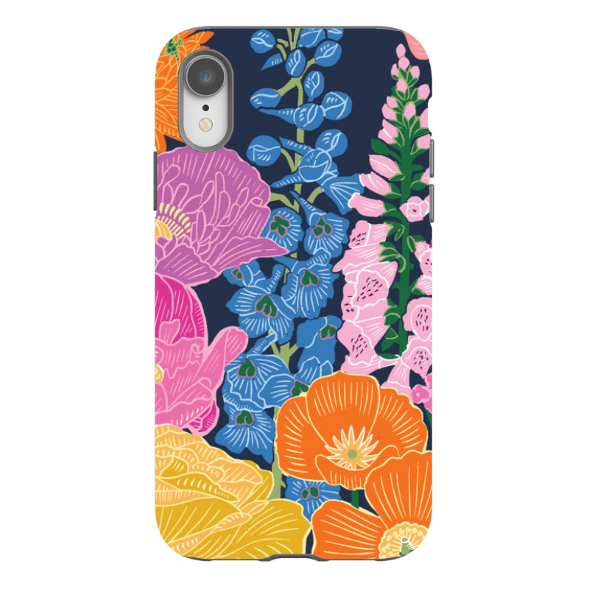 iPhone Tough Case - Flower Garden Navy By kate Heiss