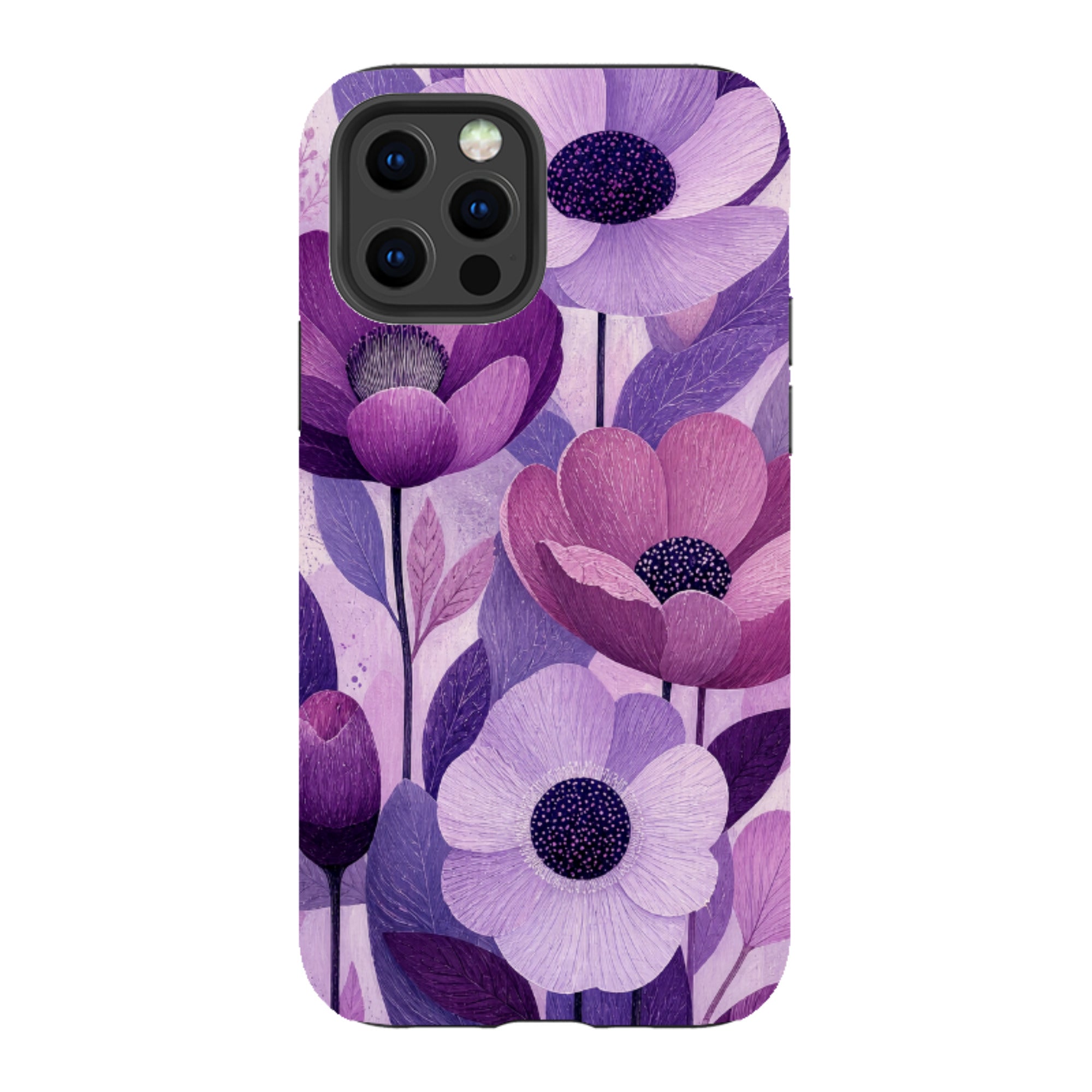 iPhone Tough Case - Purple Woodgrain Floral