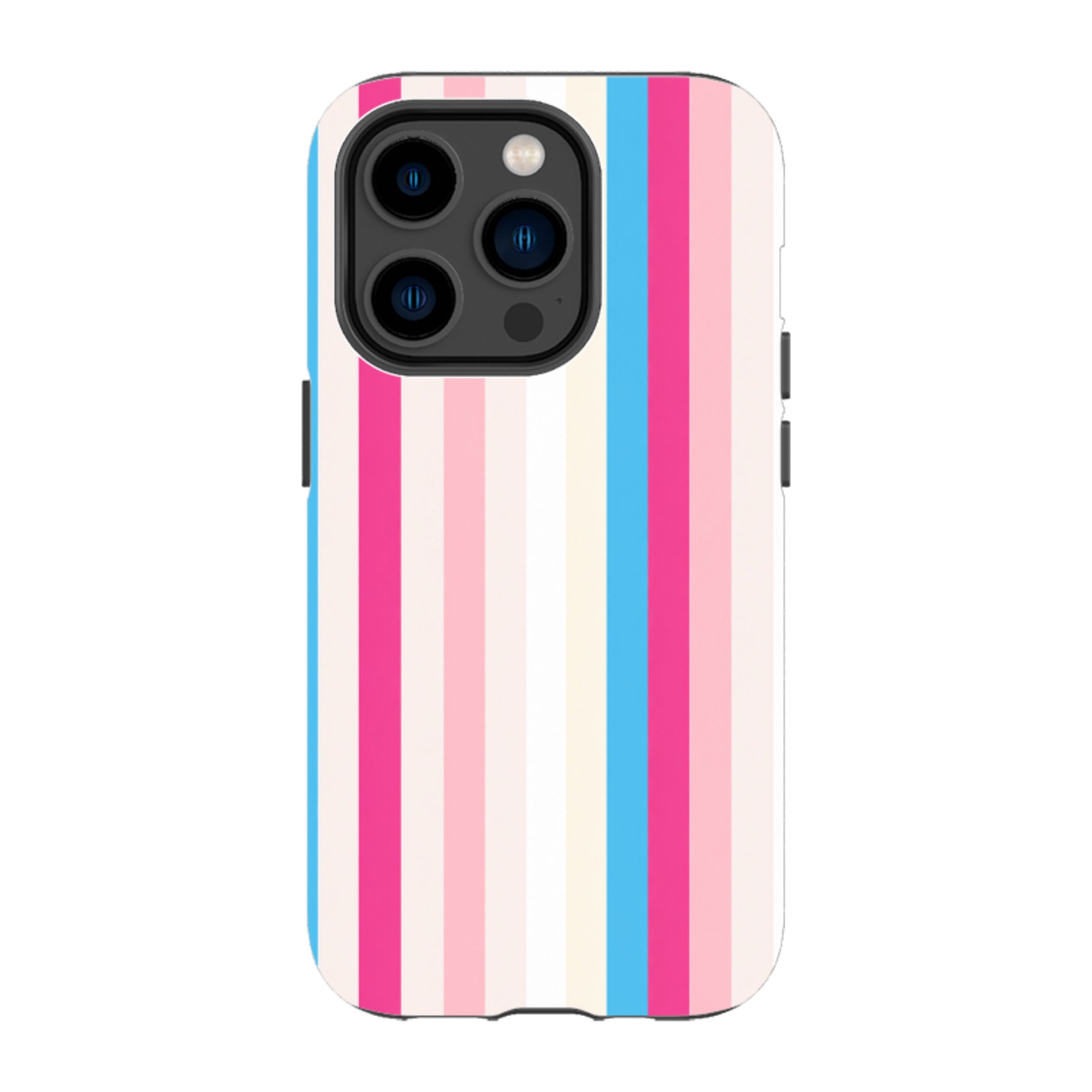 iPhone Tough Case - Pink, Blue & Cream Stripe