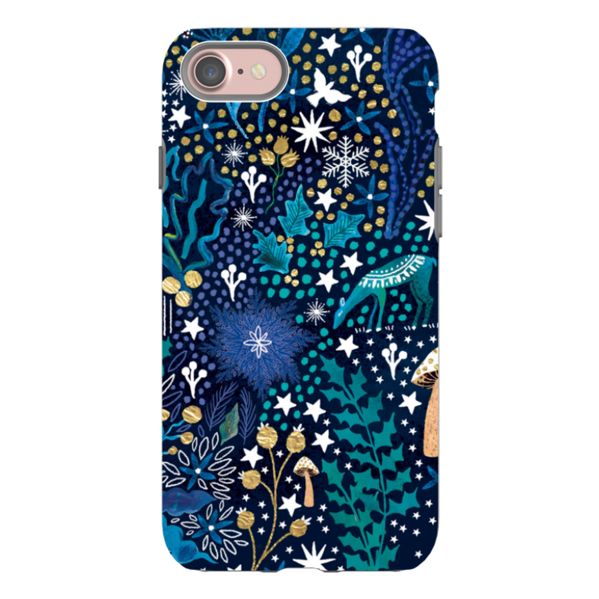iPhone Tough Case - Winter Flowers Teal By Emma Frances Grant