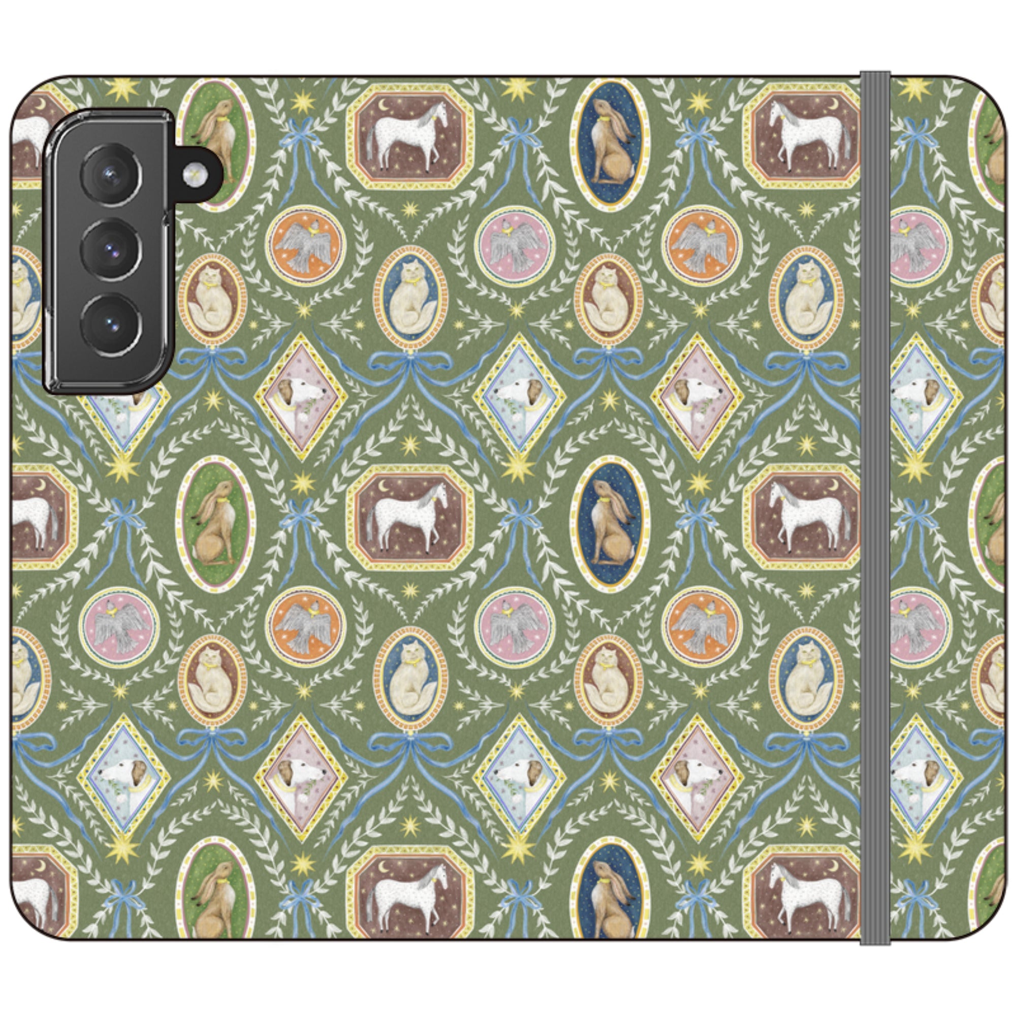 Charleston Moss Green Wallet Case By Catherine Rowe