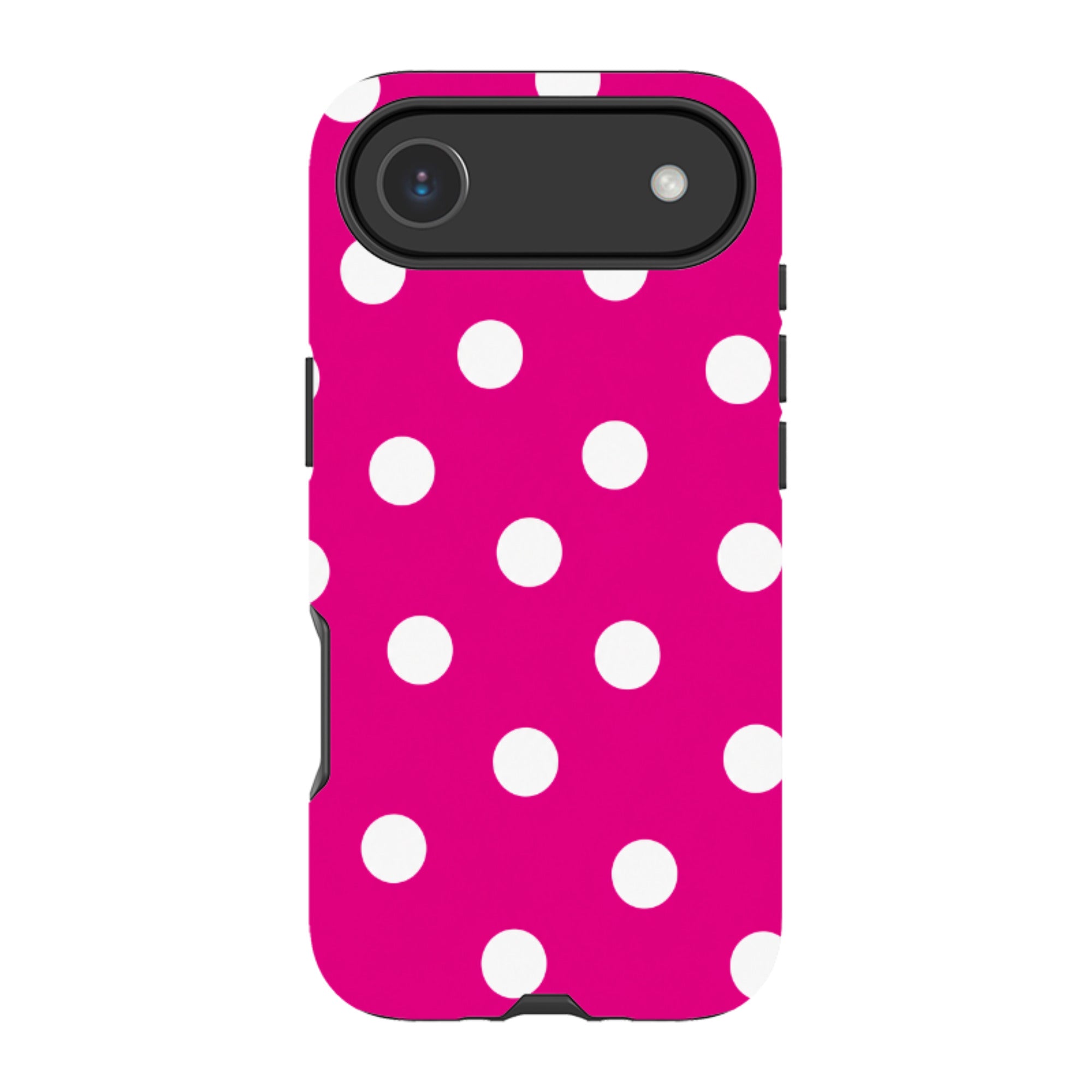 iPhone Tough Case - Hot Pink & White Polka Dot