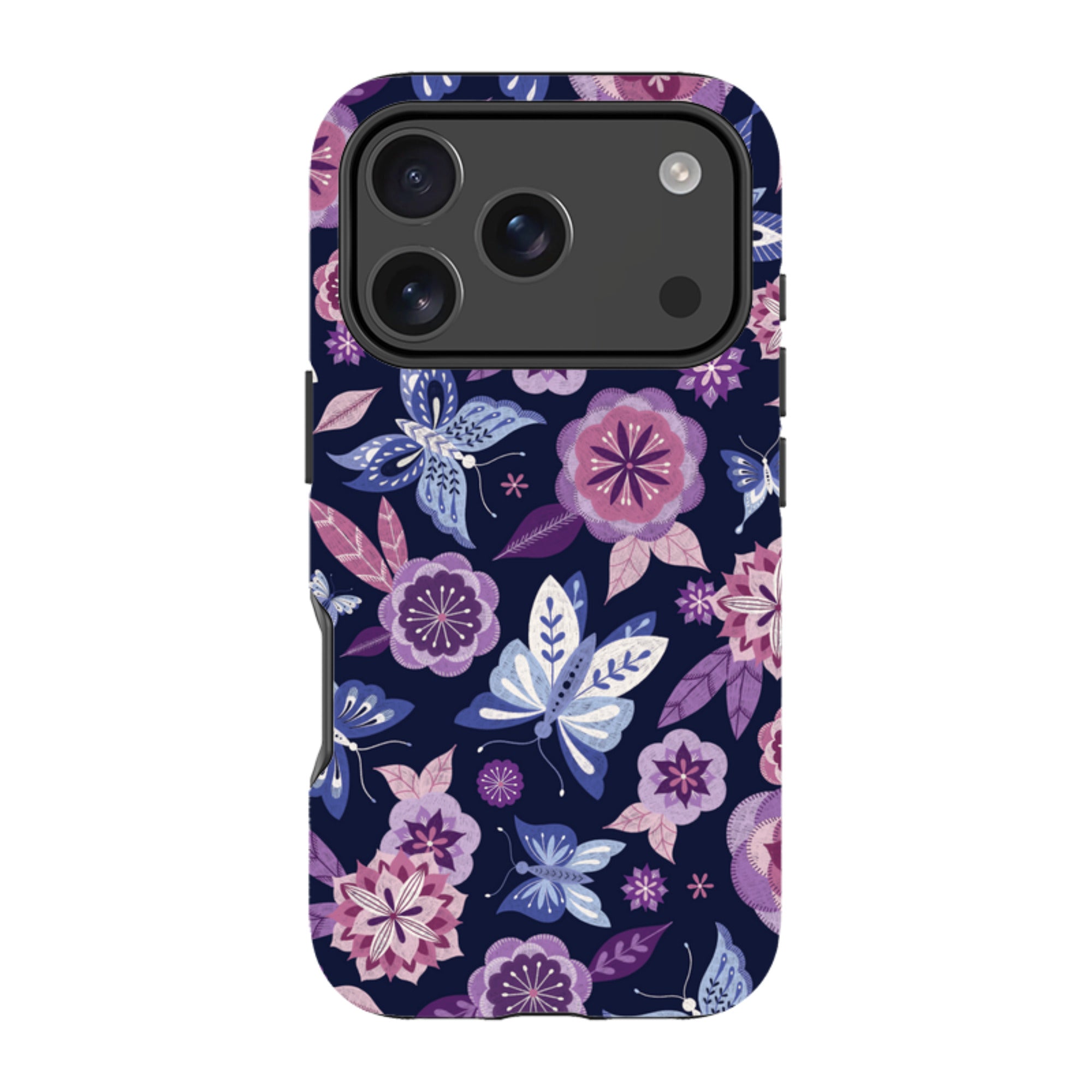 iPhone Tough Case - Butterfly Blooms Navy By Jenny Zemanek