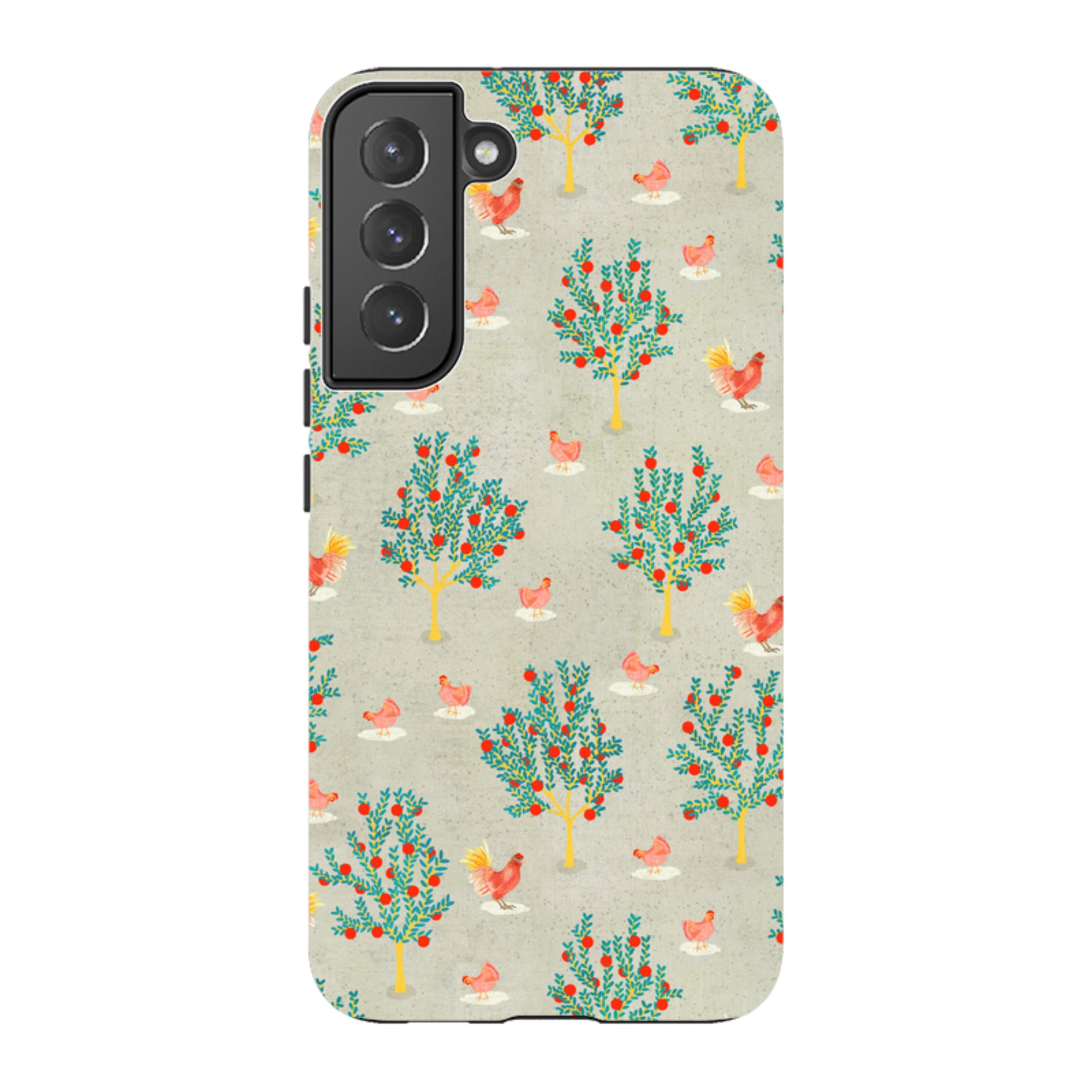 Samsung Tough Case - Apple Trees And Chickens Grey By Katherine Quinn
