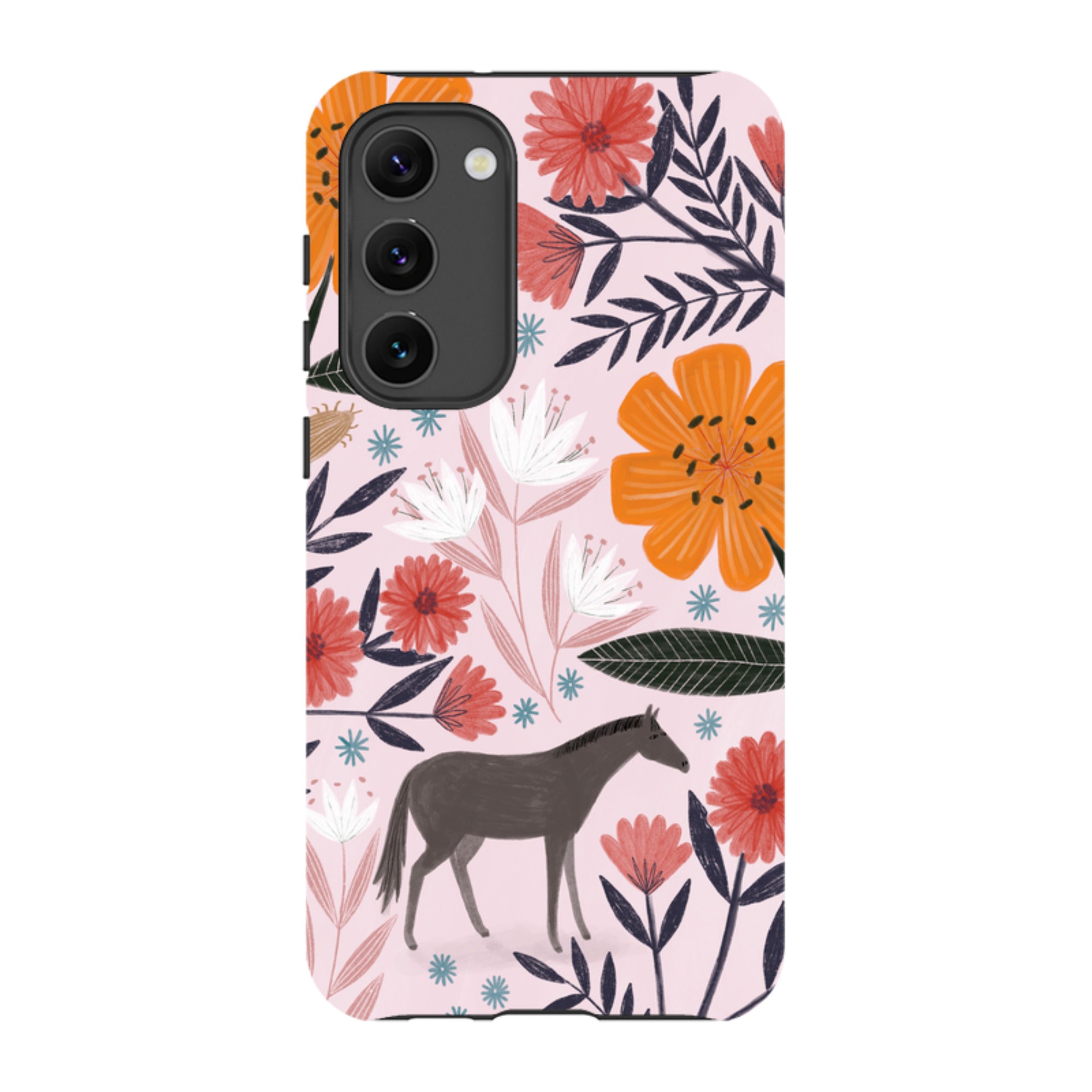 Samsung Tough Case - Pink Horse Floral By Lee Foster Wilson