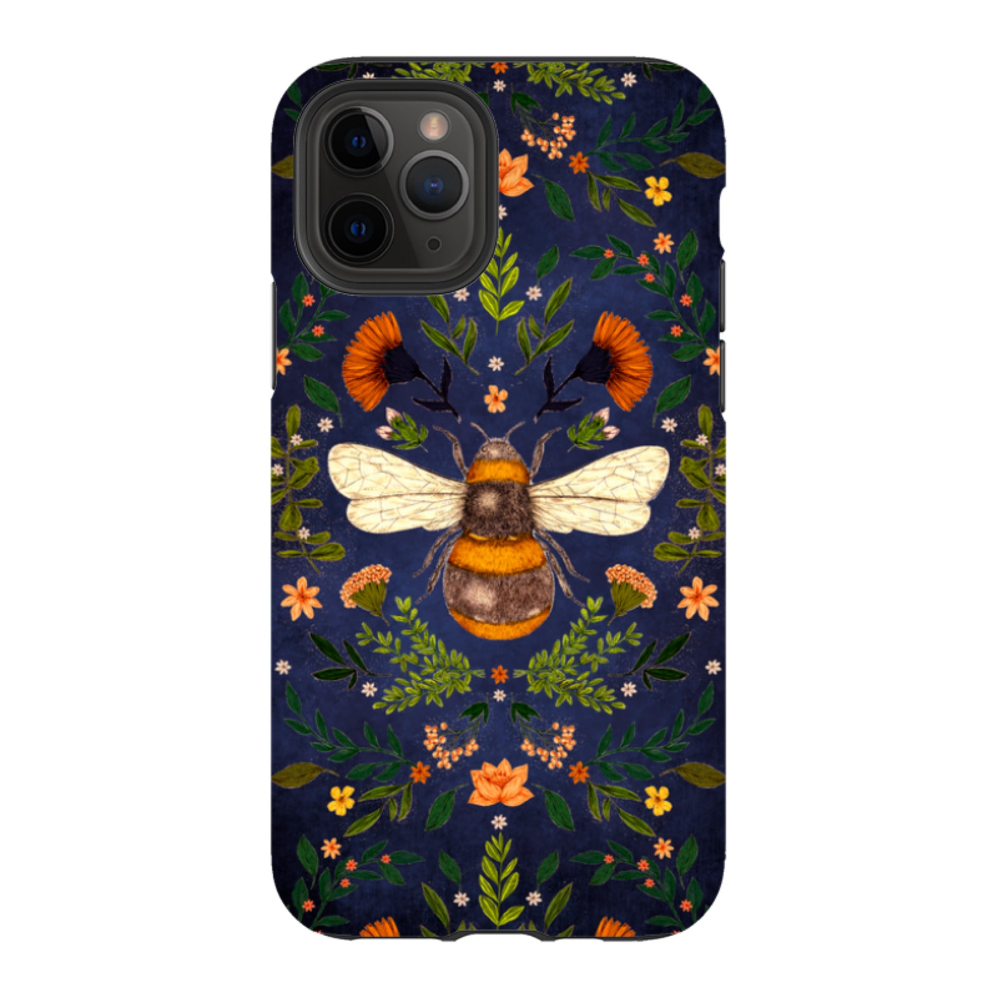 iPhone Tough Case - Botanical Bee Blue By Jade Mosinski