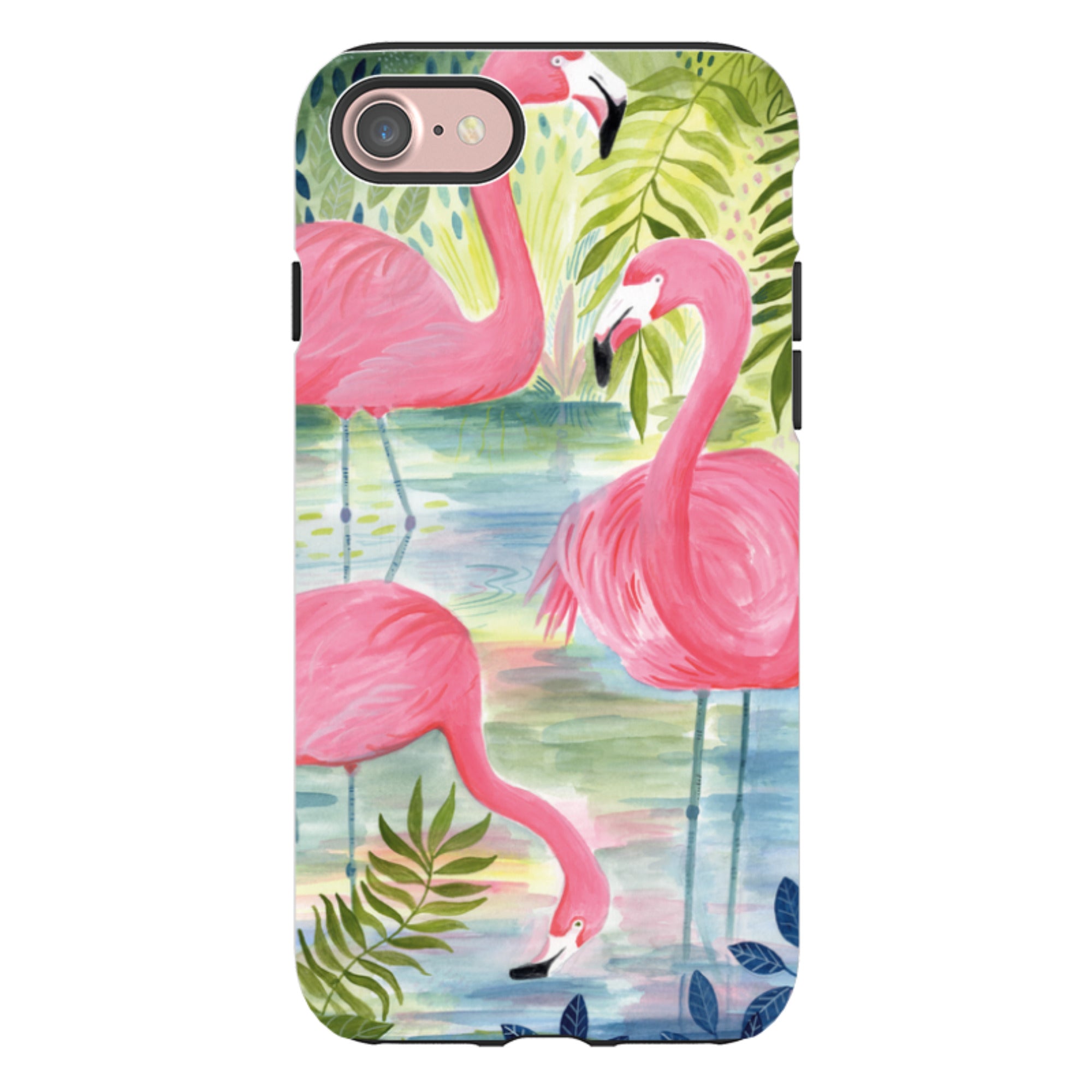 iPhone Tough Case - Three Flamingo By Bex Parkin