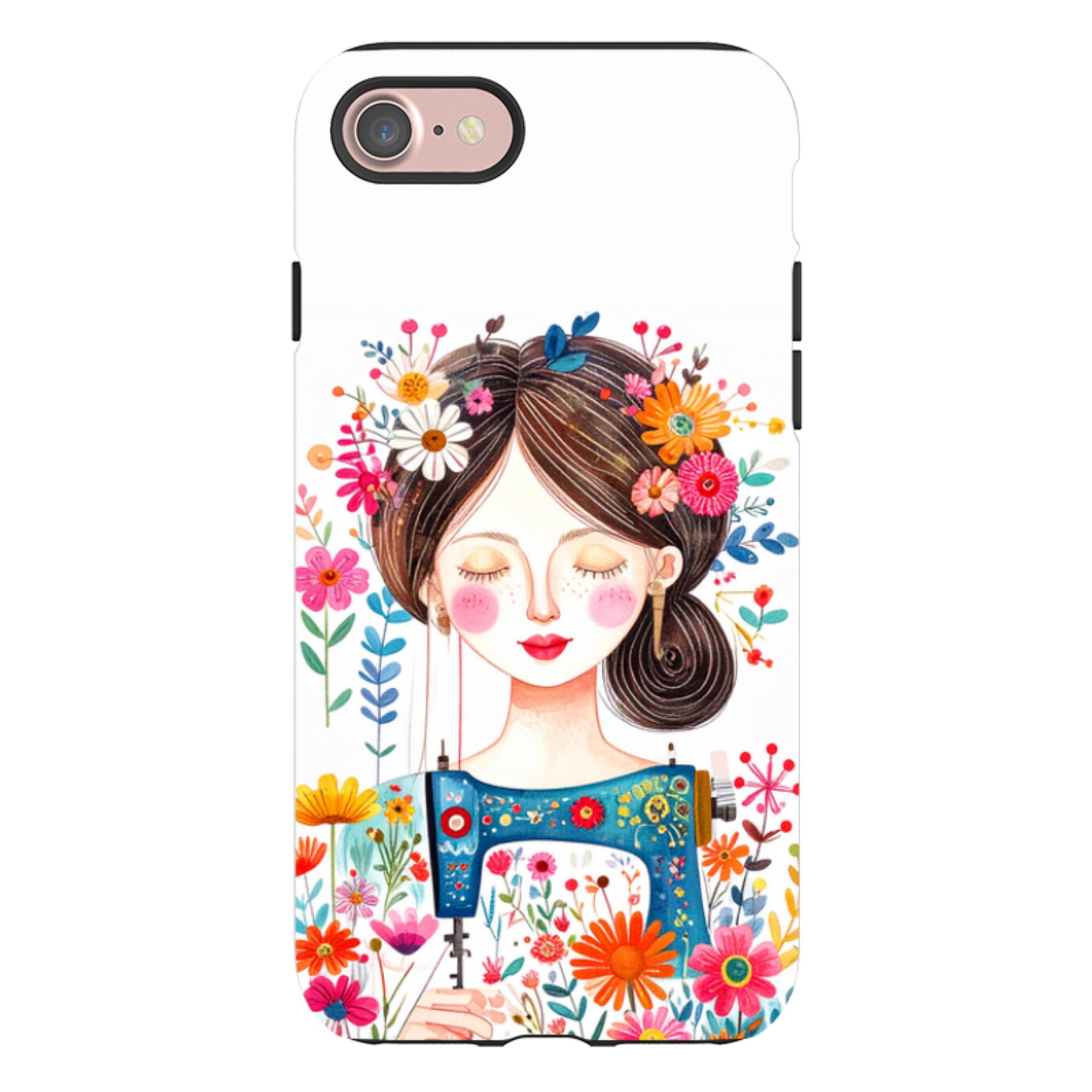 iPhone Case - Floral Sewing Lady