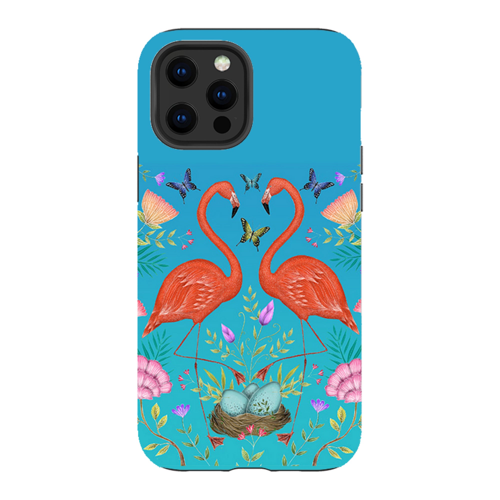 iPhone Tough Case - Flamingos And Flowers By Catherine Rowe