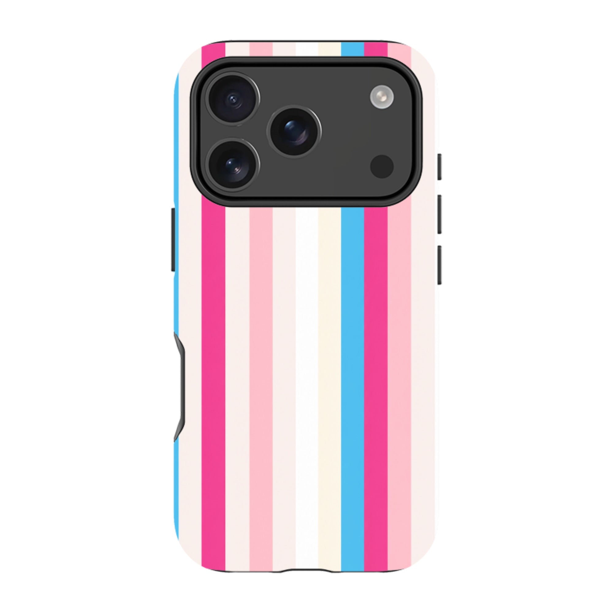 iPhone MagSafe Tough Case - Pink, Blue & Cream Stripe