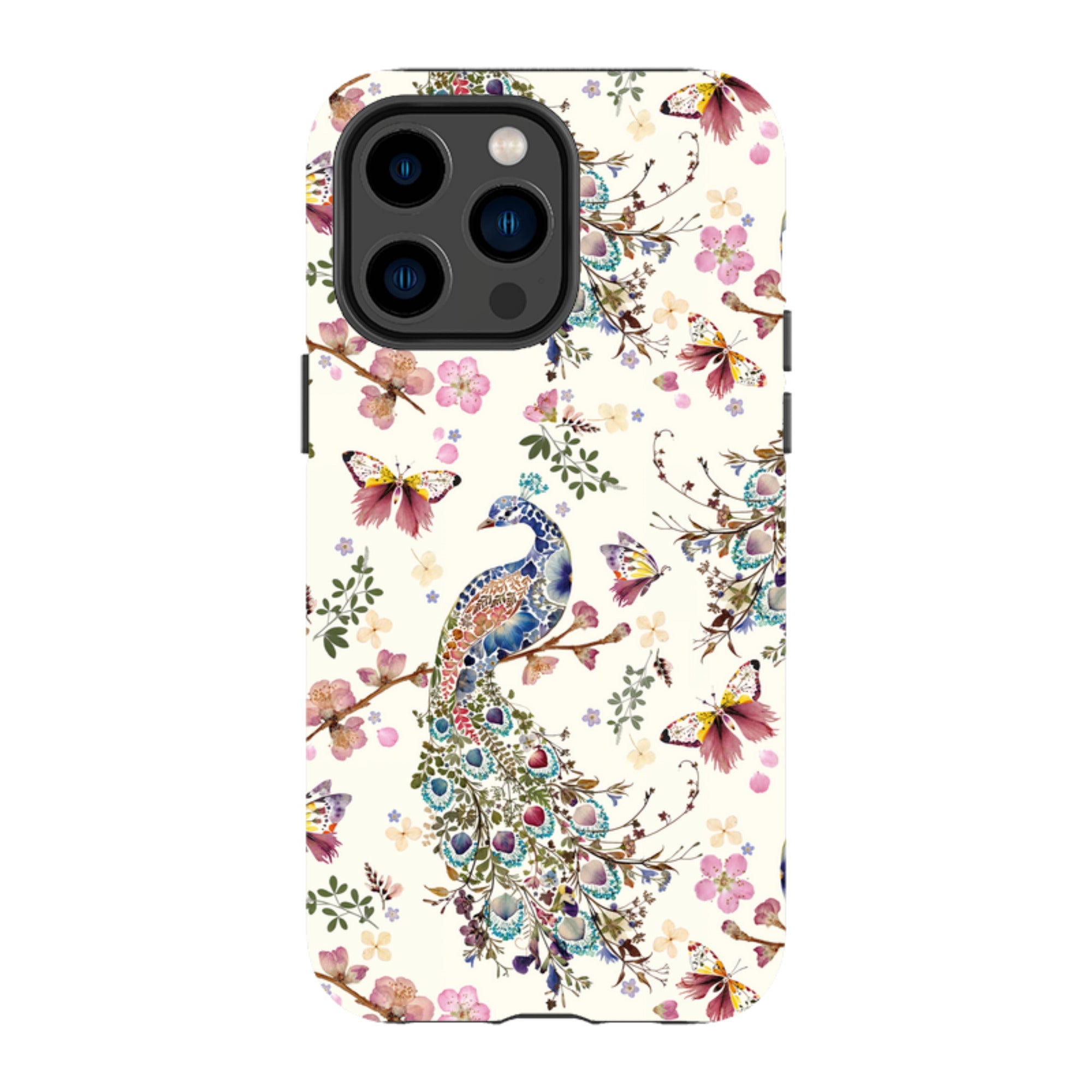 iPhone MagSafe Tough Case -  Peacock and Cherry Blossoms By Helen Ahpornsiri