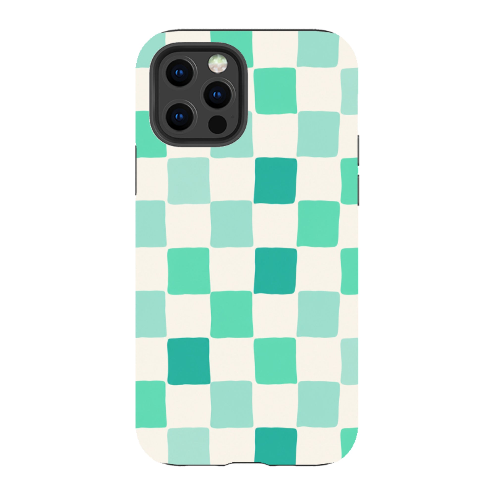 iPhone Tough Case - Mint Green Checkerboard