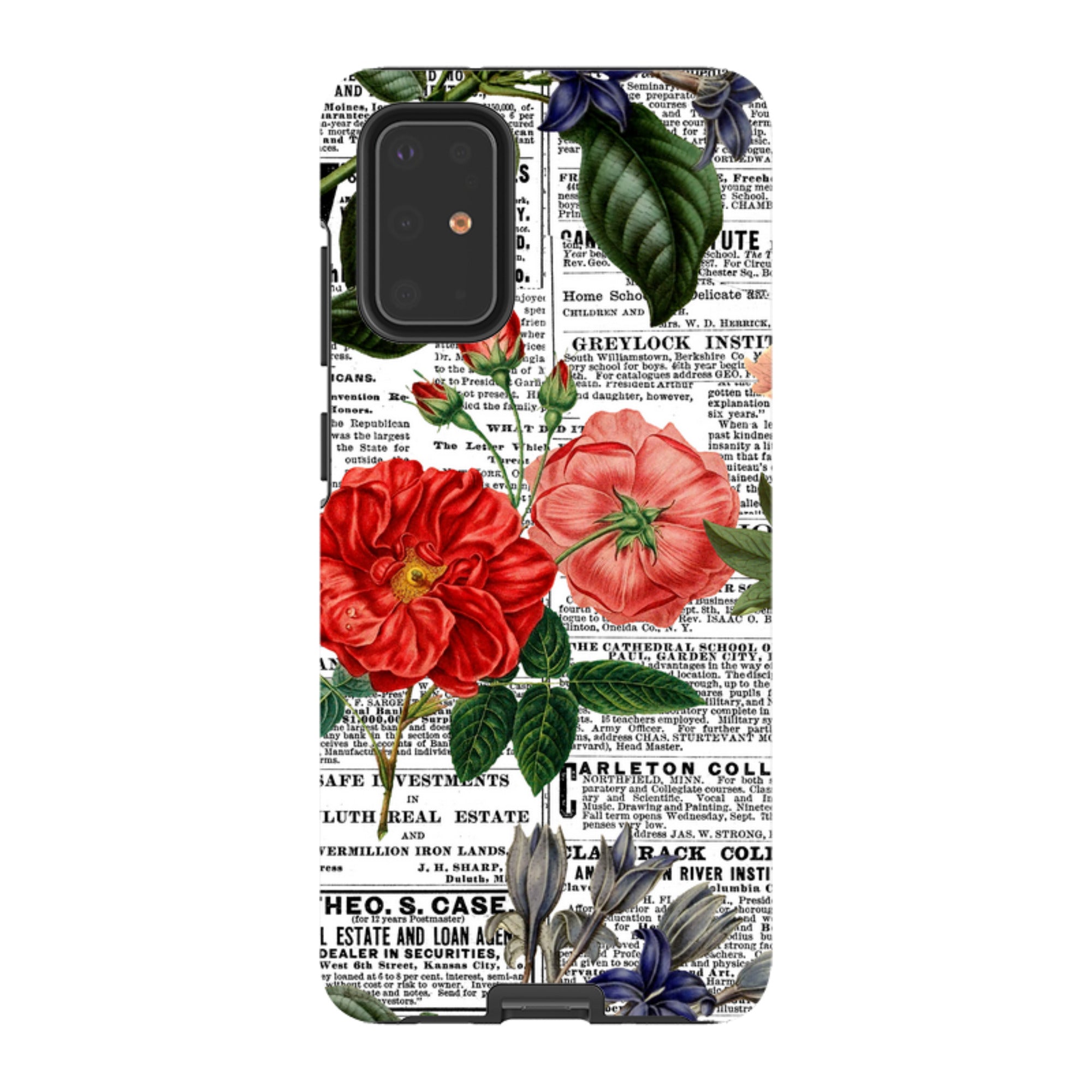 Samsung Tough Case - Floral Newsprint