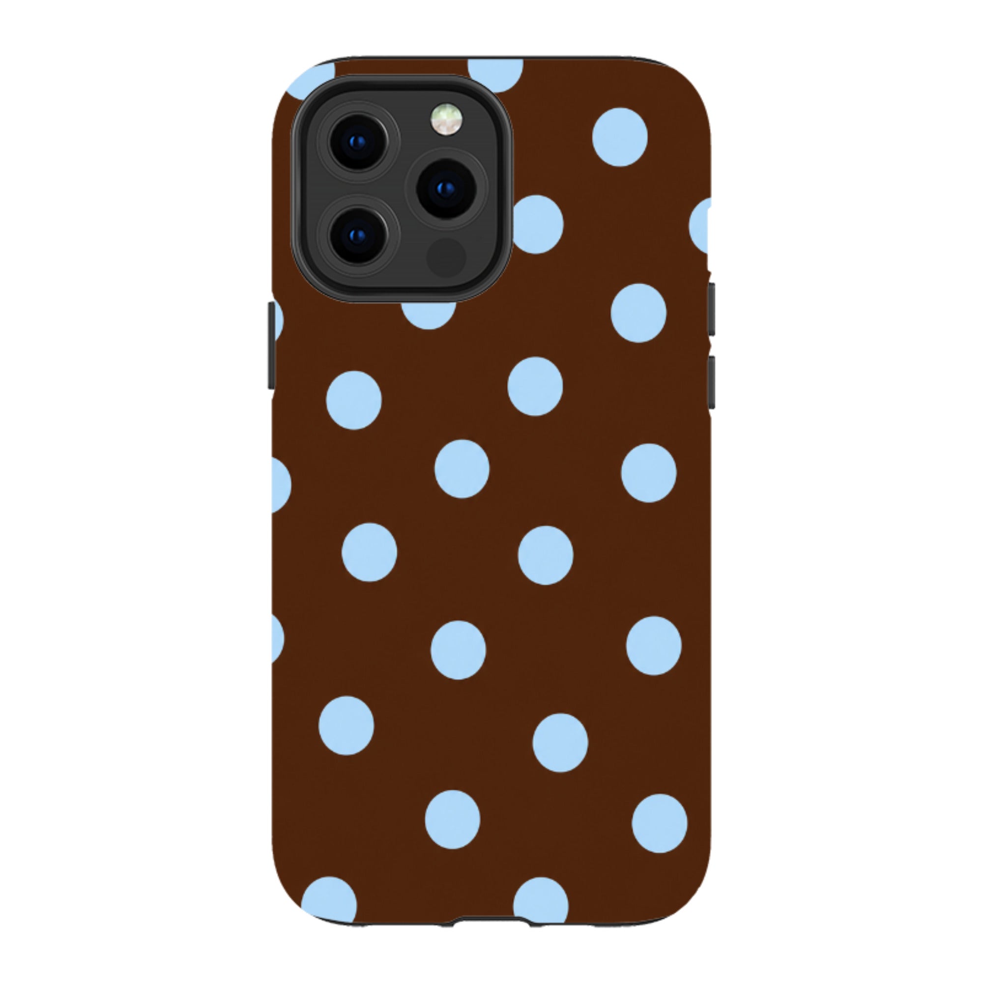 iPhone MagSafe Tough Case - Chocolate Brown & Baby Blue Polka Dot