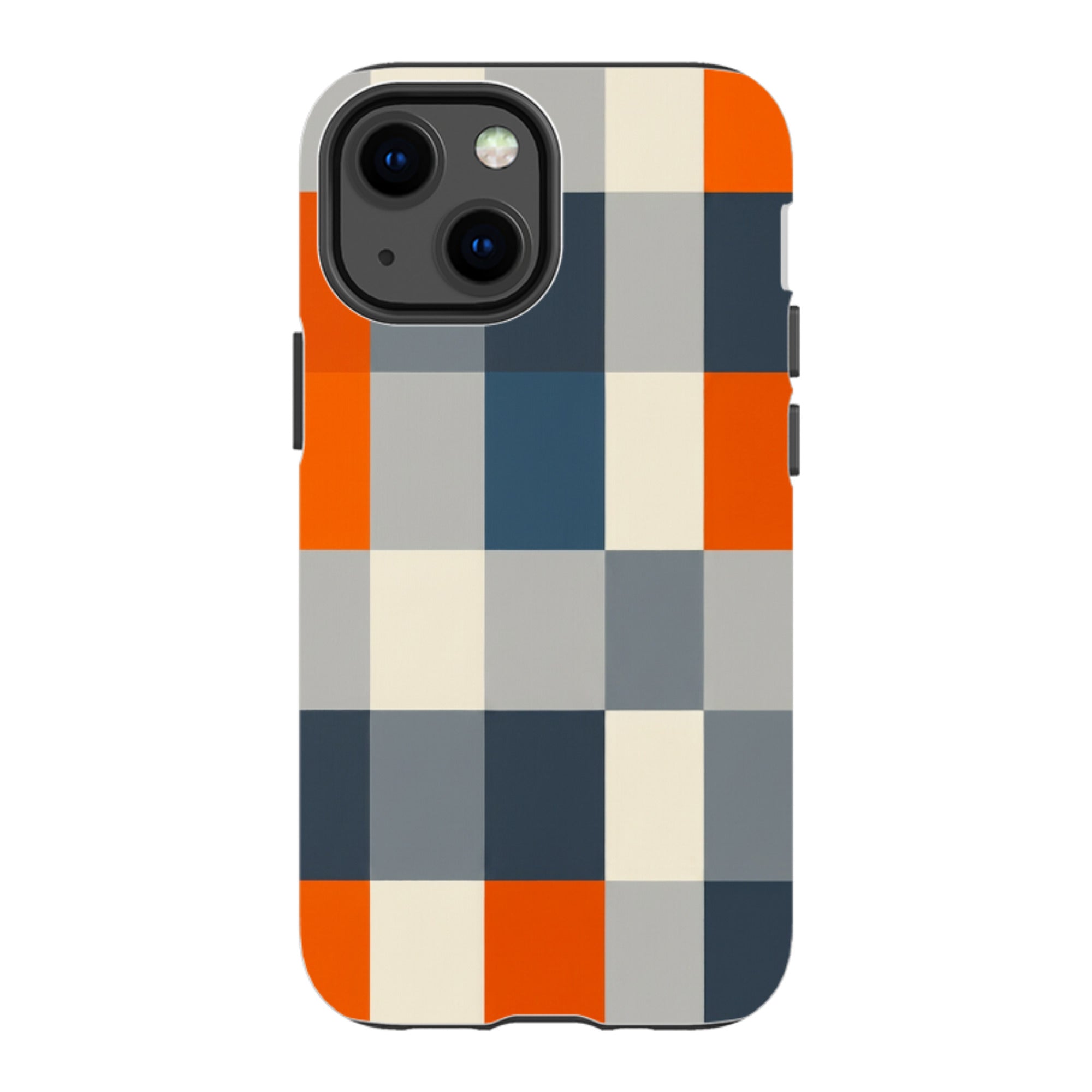 iPhone Tough Case - Navy Blue & Orange Plaid