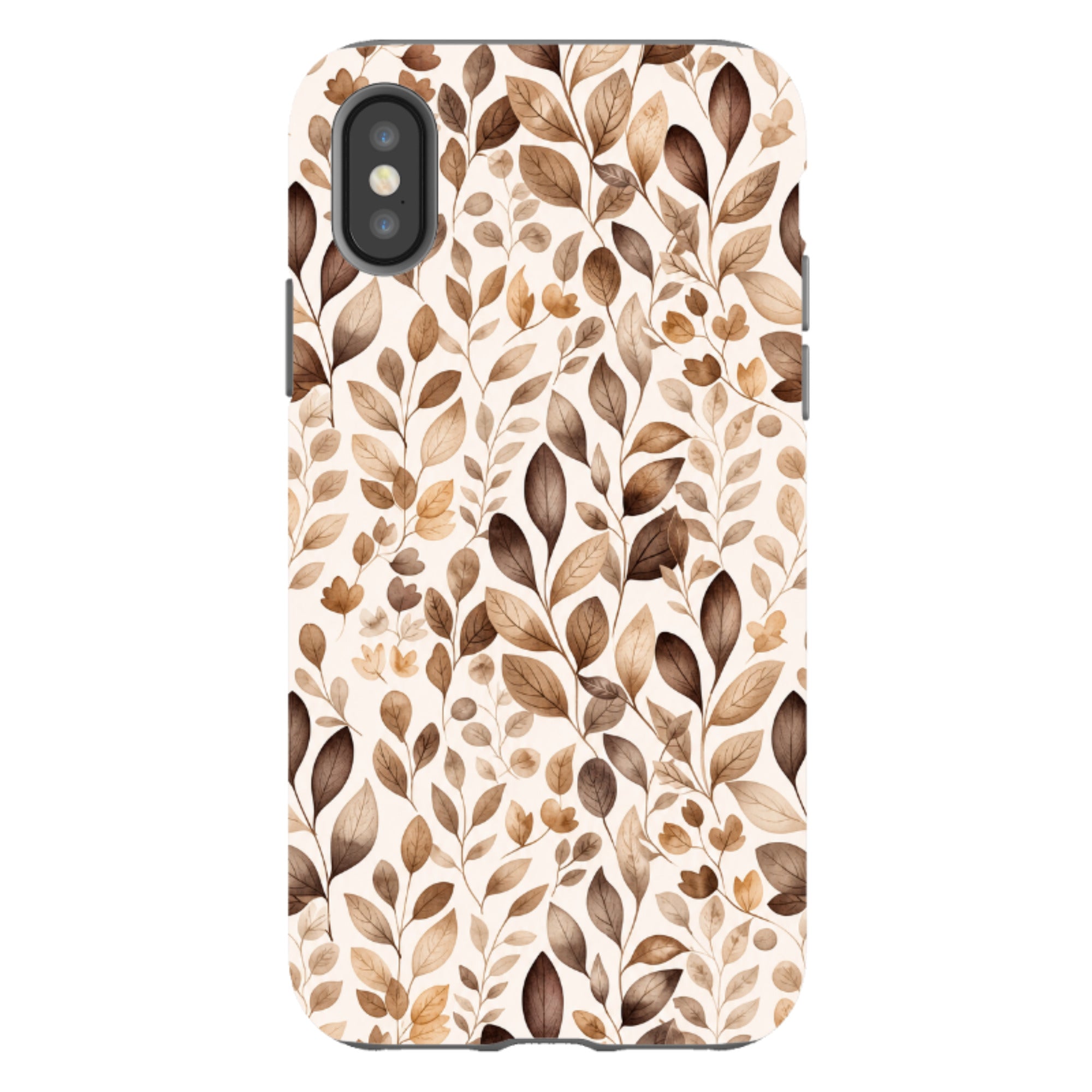 iPhone Tough Case - Beige Aesthetic Leaves